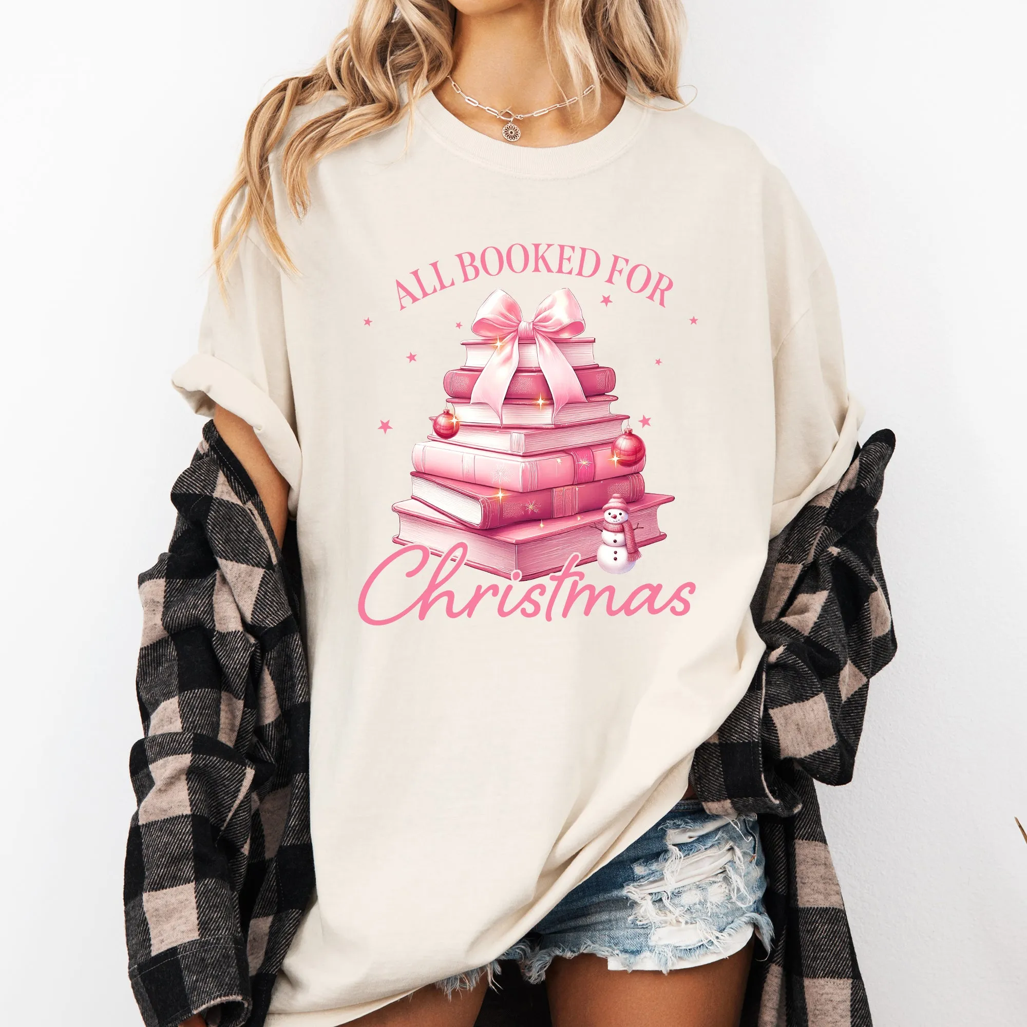 All Booked For Christmas, Coquette, Reading, Teacher, Winter, Santa, Xmas Tshirt Comfort Colors T-Shirt sold by Refinery Number One product image thumbnail 2