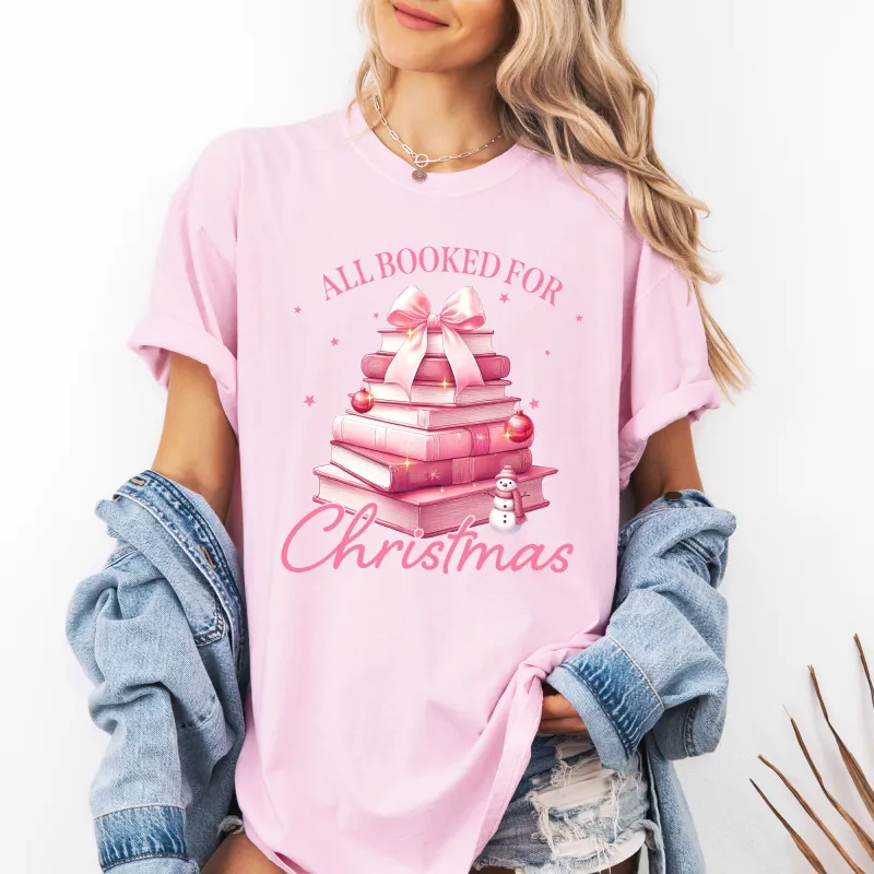All Booked For Christmas, Coquette, Reading, Teacher, Winter, Santa, Xmas Tshirt Comfort Colors T-Shirt sold by Refinery Number One
