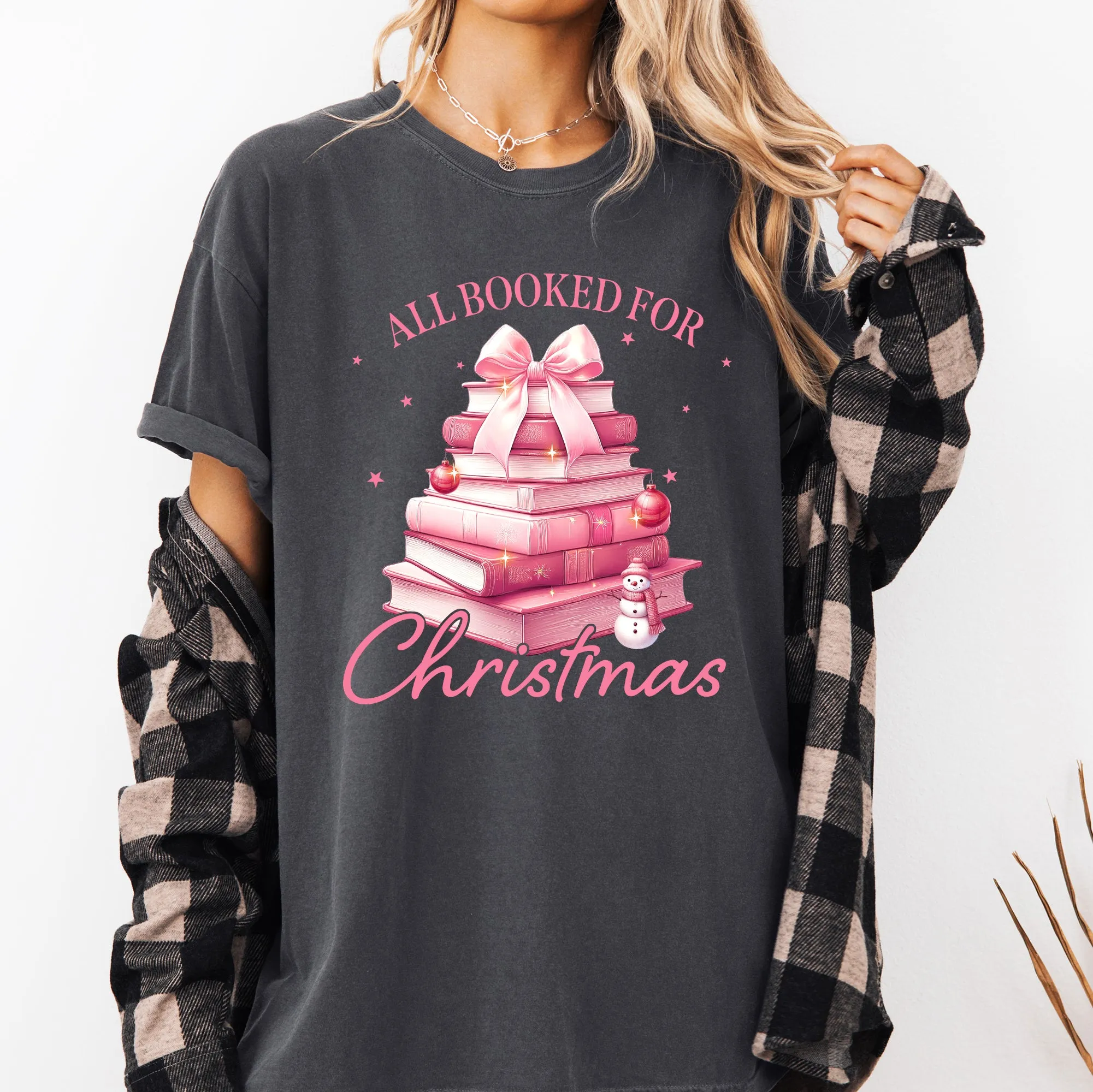 All Booked For Christmas, Coquette, Reading, Teacher, Winter, Santa, Xmas Tshirt Comfort Colors T-Shirt sold by Refinery Number One product image thumbnail 4