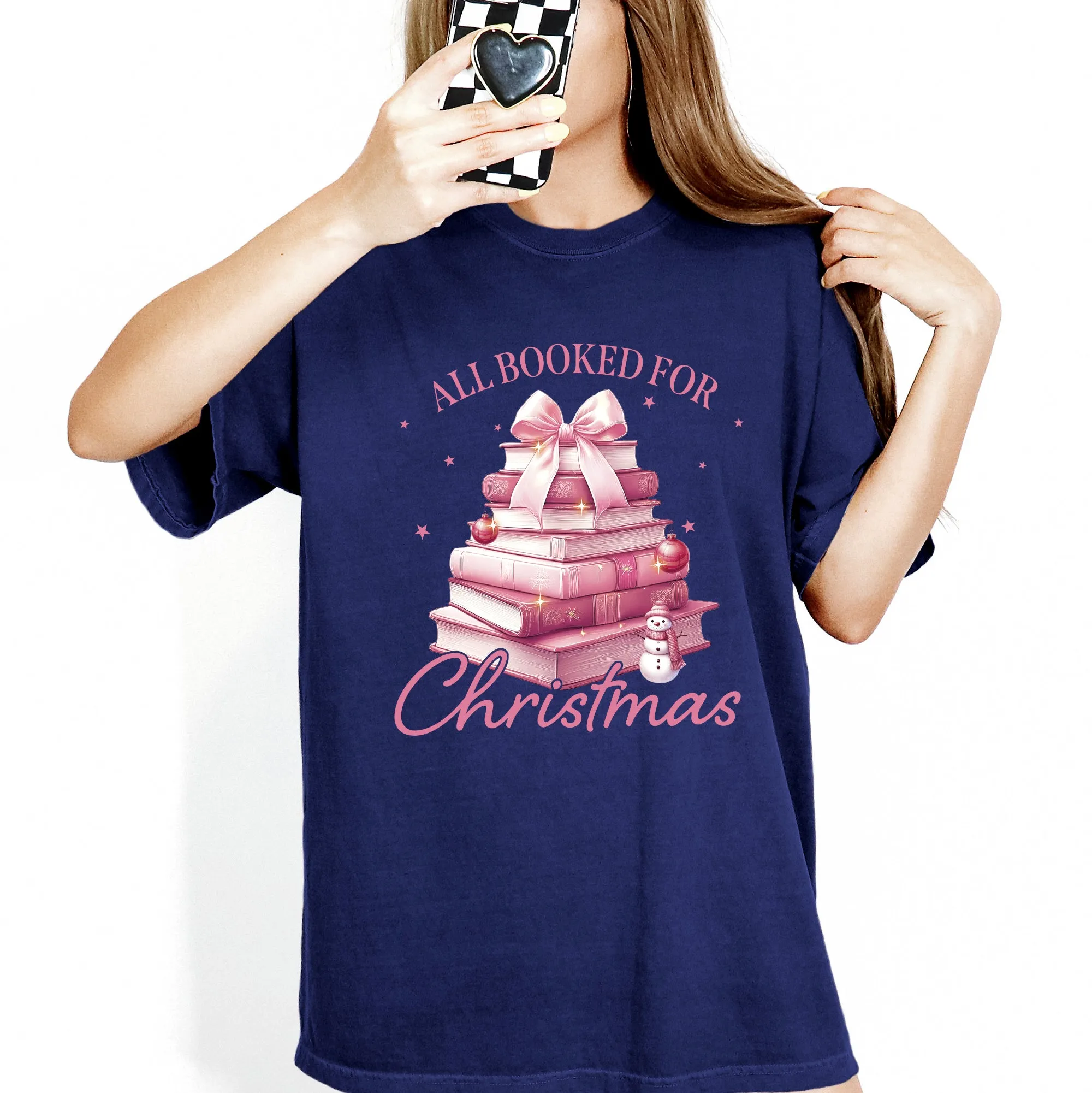 All Booked For Christmas, Coquette, Reading, Teacher, Winter, Santa, Xmas Tshirt Comfort Colors T-Shirt sold by Refinery Number One product image thumbnail 3