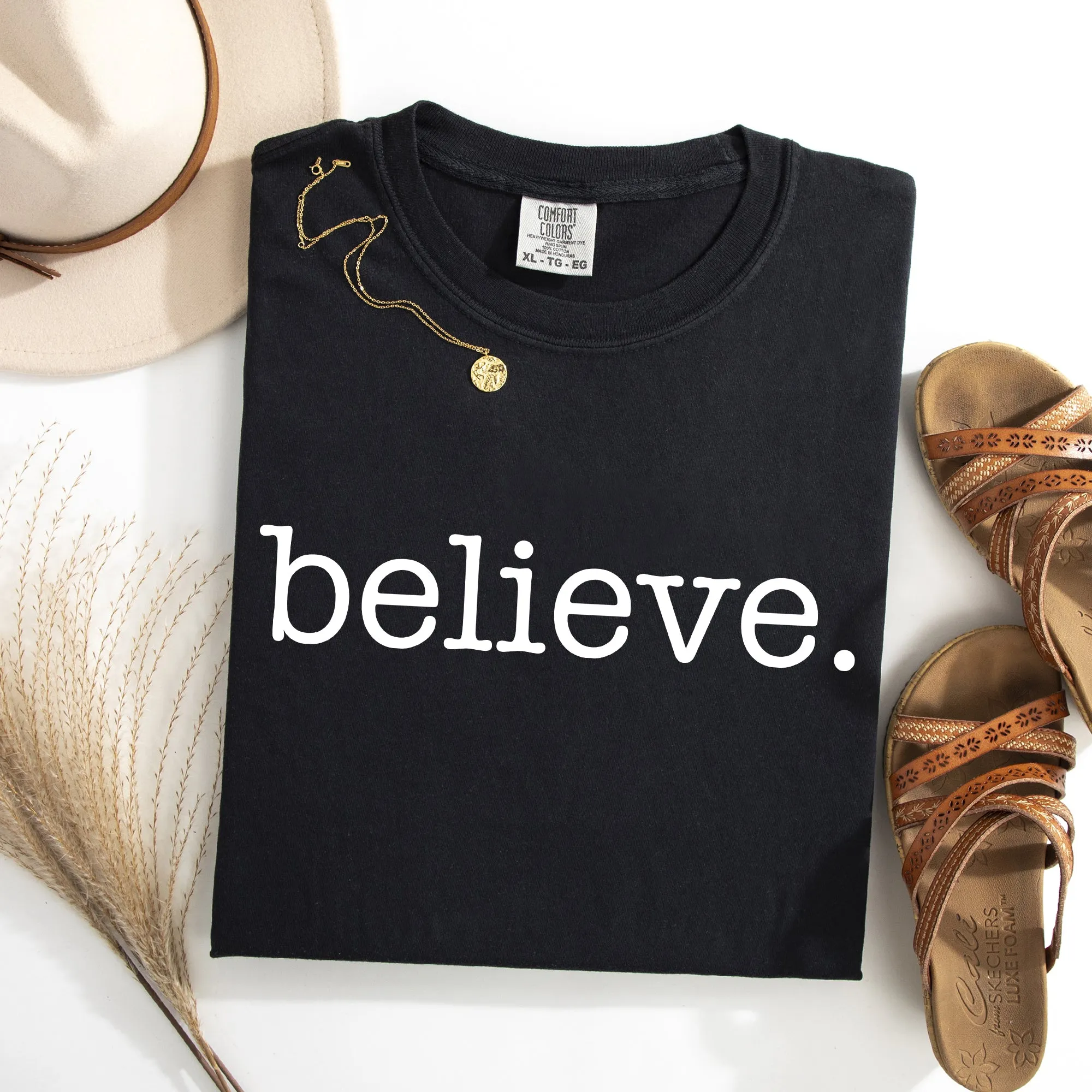 Believe Christmas Minimalist Holiday Santa Xmas Snow Winter Cozy Comfort Colors Tee sold by Refinery Number One product image thumbnail 5