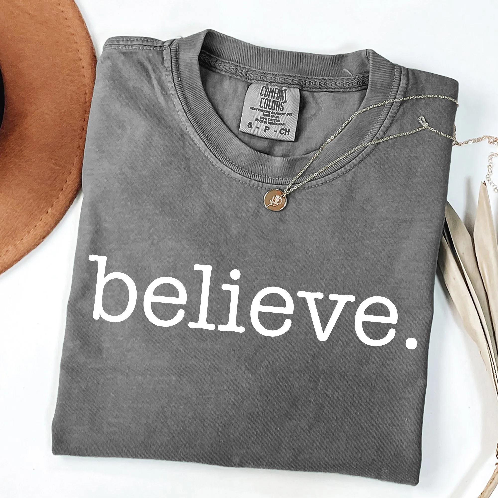 Believe Christmas Minimalist Holiday Santa Xmas Snow Winter Cozy Comfort Colors Tee sold by Refinery Number One product image thumbnail 3