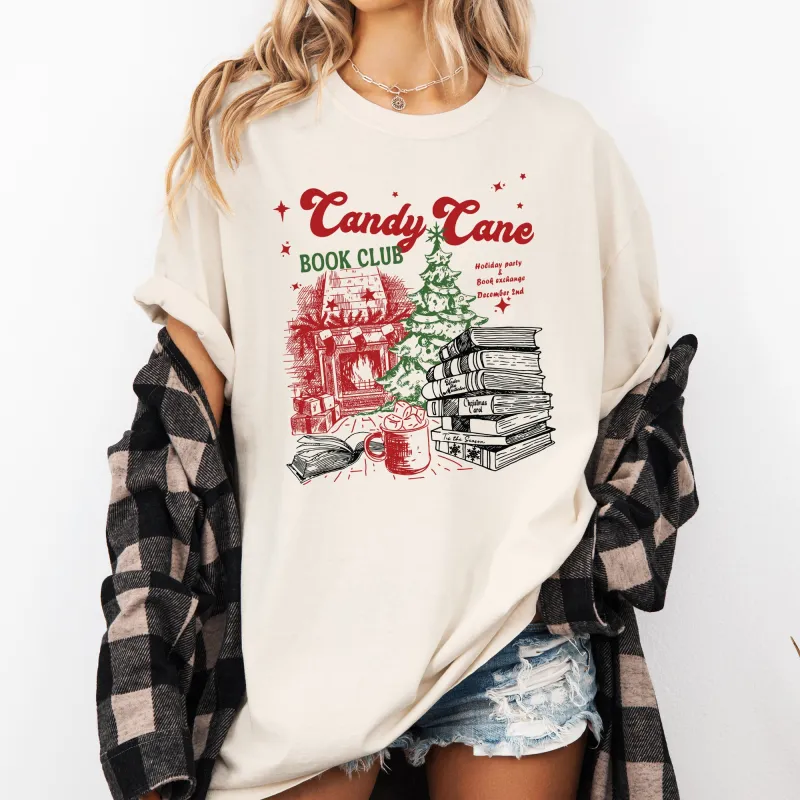 Candy Cane Book Club, Christmas, Reading, Winter, Santa, Xmas Tshirt Comfort Colors T-Shirt sold by Refinery Number One