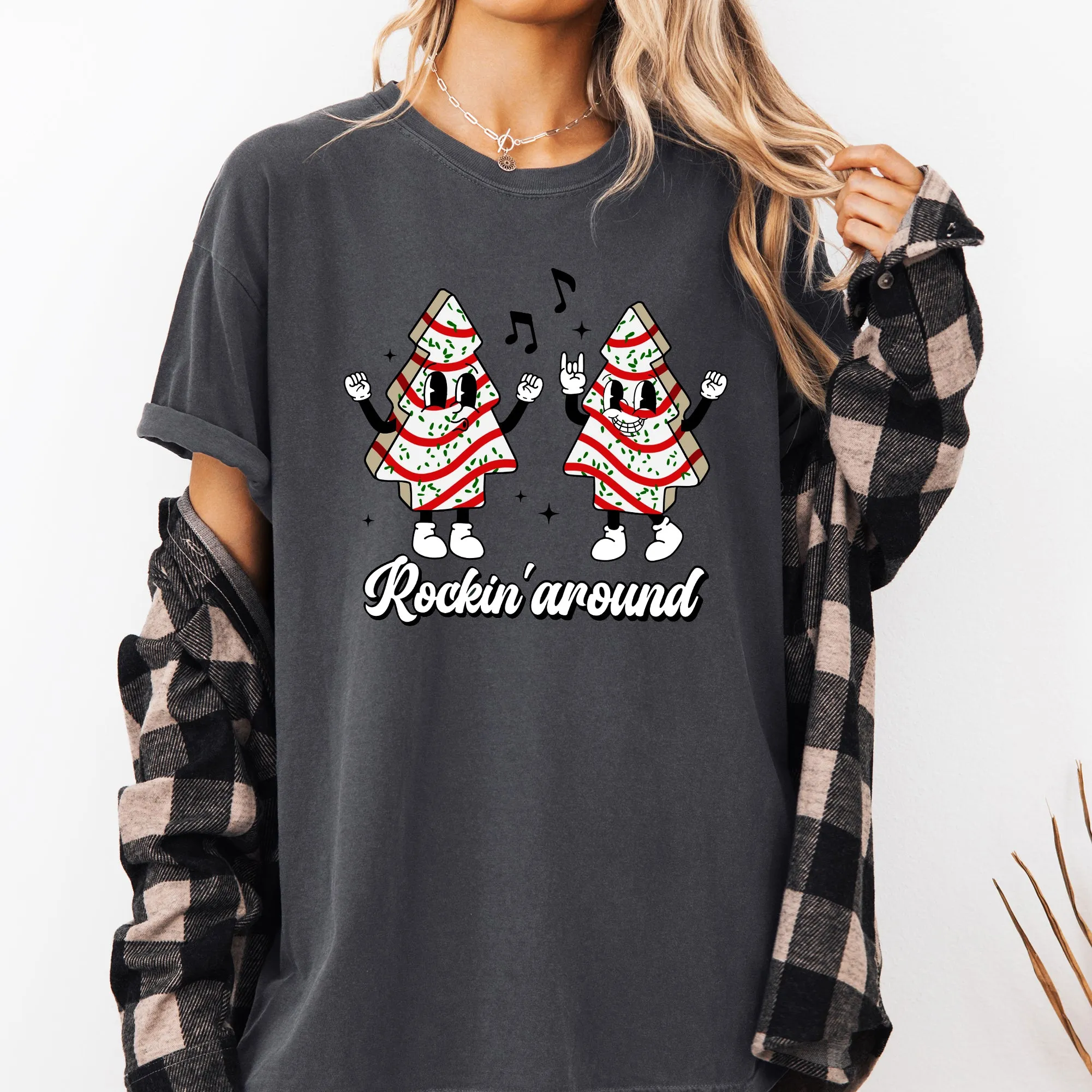 Christmas Cakes, Rockin Around, Pocket, Carols, Santa, Snow, Winter, Xmas Tshirt Comfort Colors T-Shirt sold by Refinery Number One product image thumbnail 2