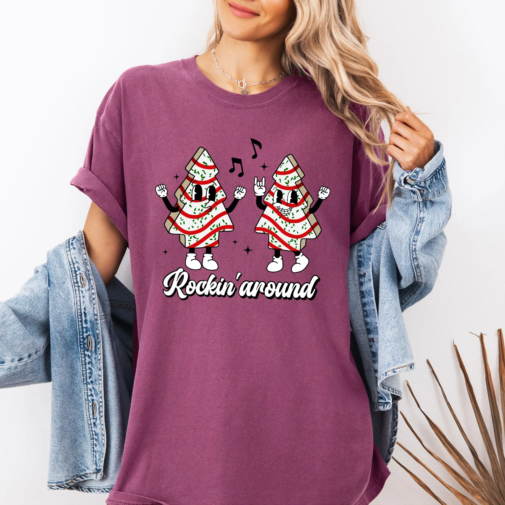 Christmas Cakes, Rockin Around, Pocket, Carols, Santa, Snow, Winter, Xmas Tshirt Comfort Colors T-Shirt sold by Refinery Number One product image thumbnail 5