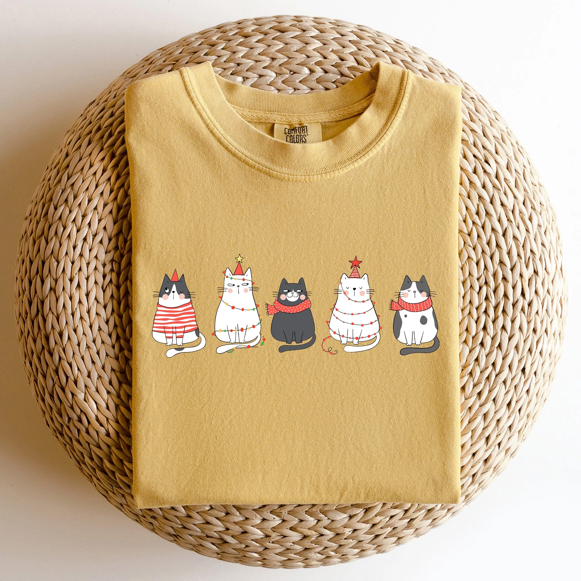 Christmas Cats, Kitties, Cat Lovers, Santa, Winter, Snow, Xmas Tshirt Comfort Colors T-Shirt sold by Refinery Number One product image thumbnail 3
