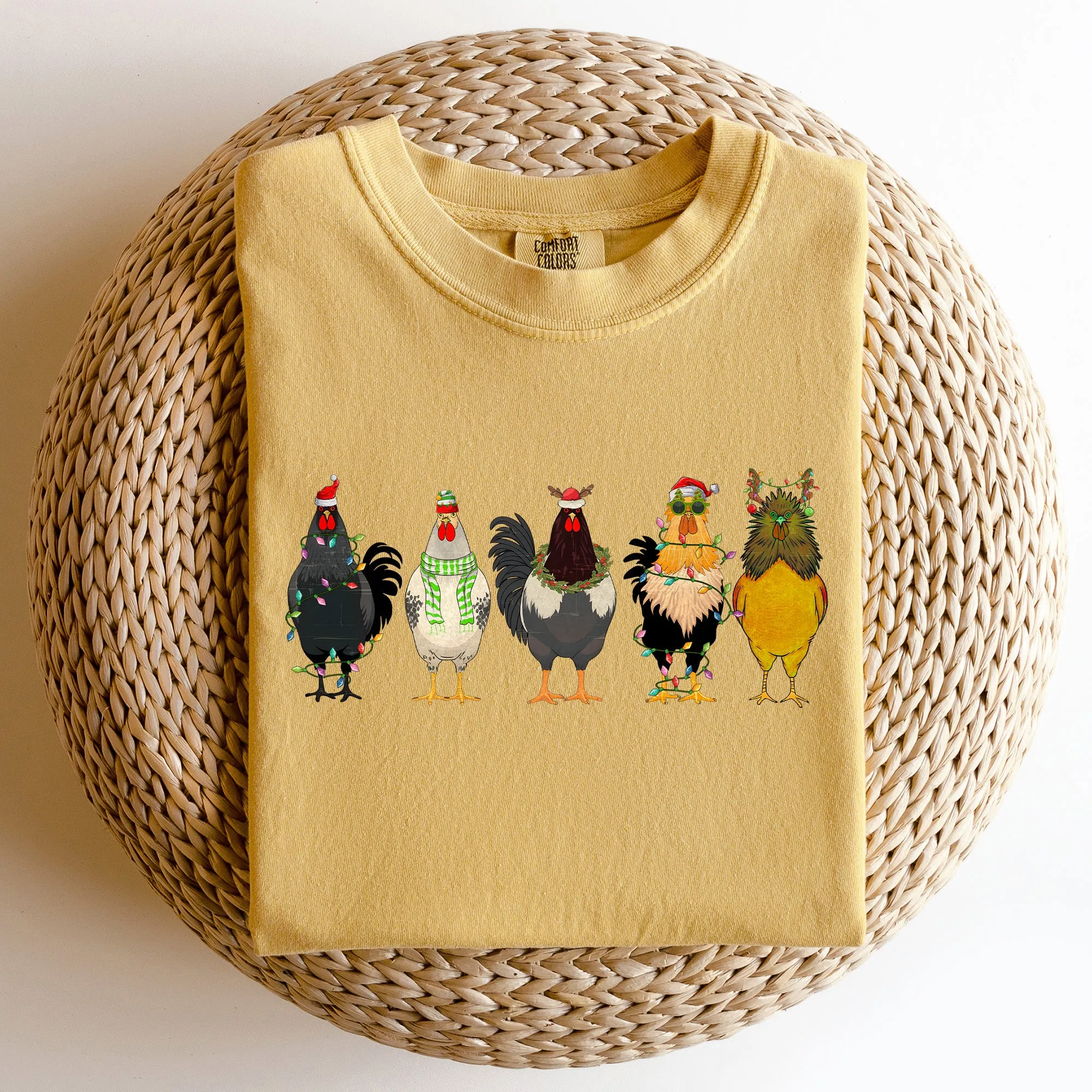 Christmas Chickens, Chicken Lovers, Santa, Farm Life, Winter, Snow, Xmas Tshirt Comfort Colors T-Shirt sold by Refinery Number One product image thumbnail 5