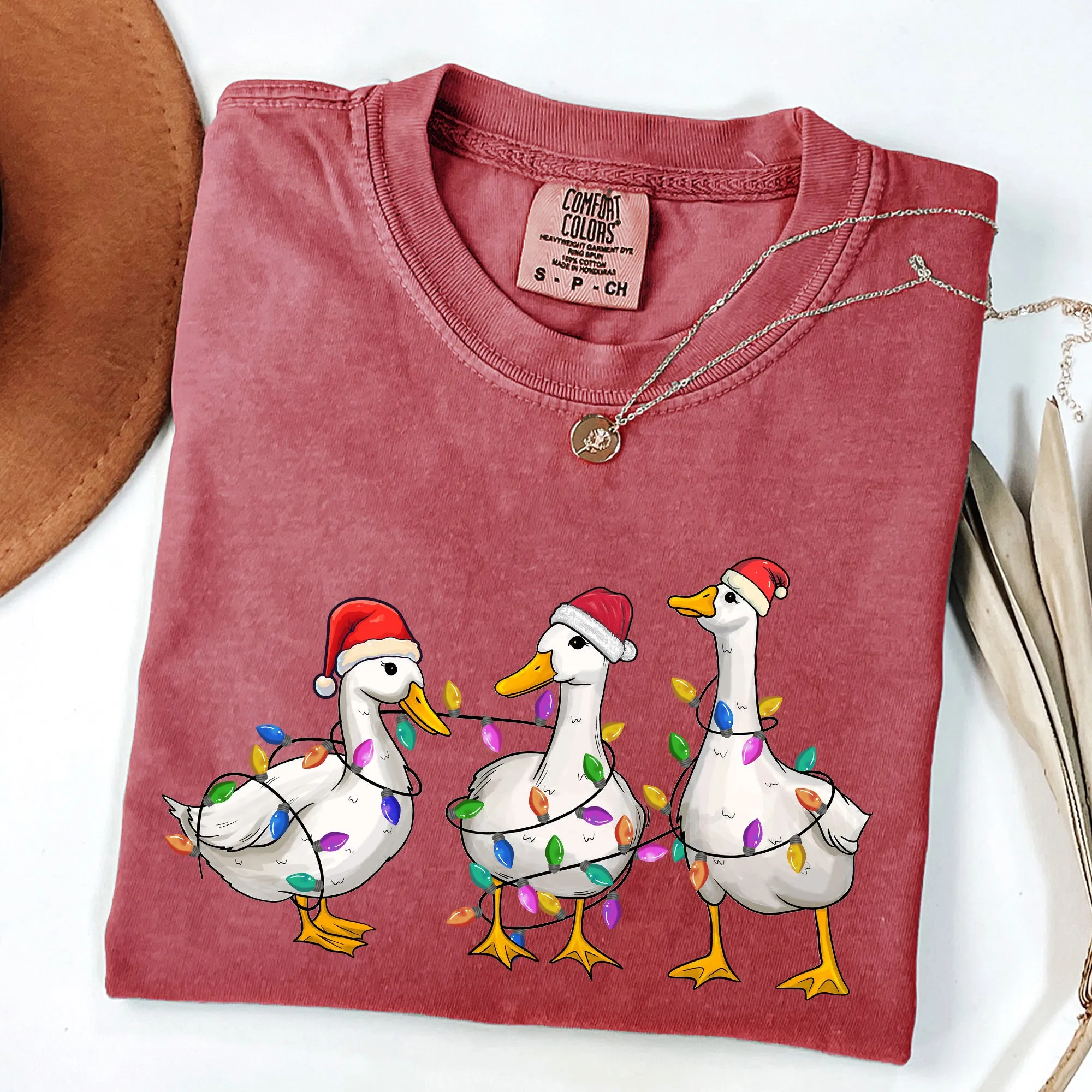 Christmas Ducks, Farm Animals, Santa, Winter, Snow, Xmas Tshirt Comfort Colors T-Shirt sold by Refinery Number One
