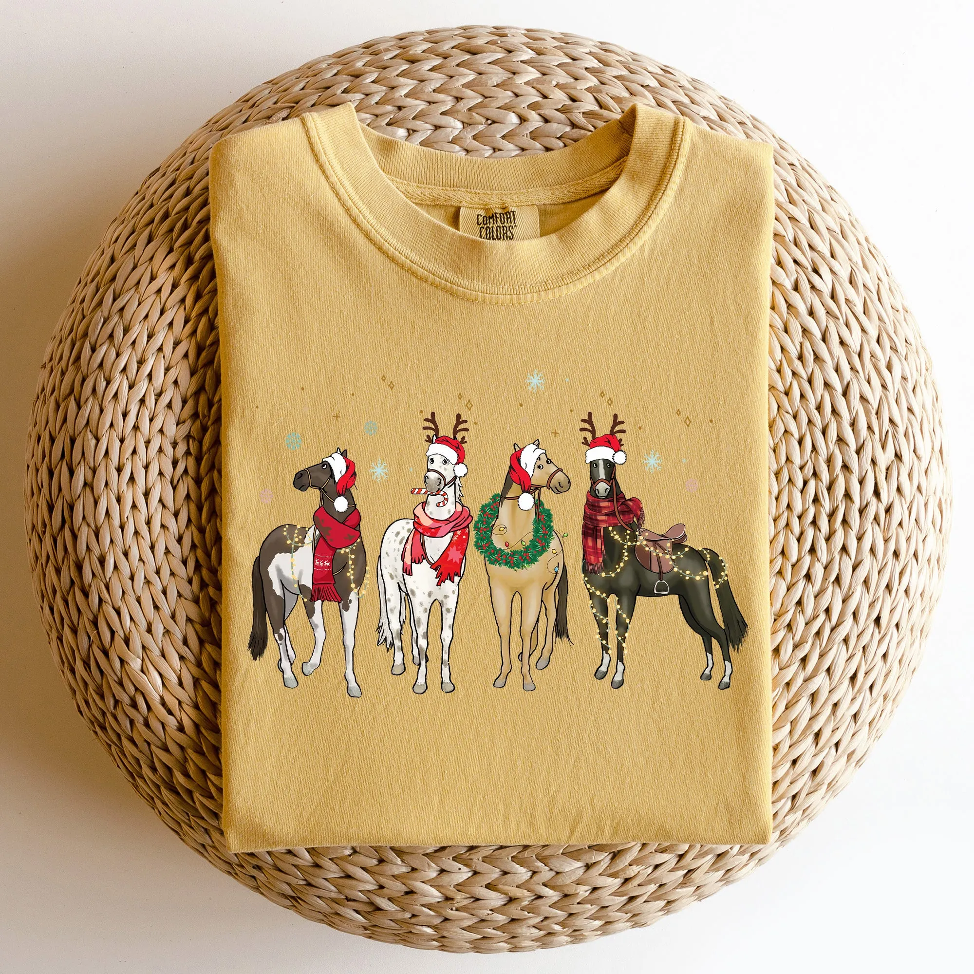 Christmas Horses, Horse Lovers, Santa, Winter, Snow, Xmas Tshirt Comfort Colors T-Shirt sold by Refinery Number One product image thumbnail 5