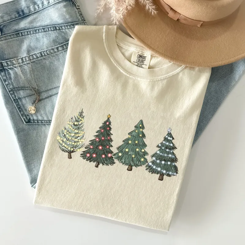 Christmas Trees, Winter, Snow, Santa Tshirt Comfort Colors T-Shirt sold by Refinery Number One