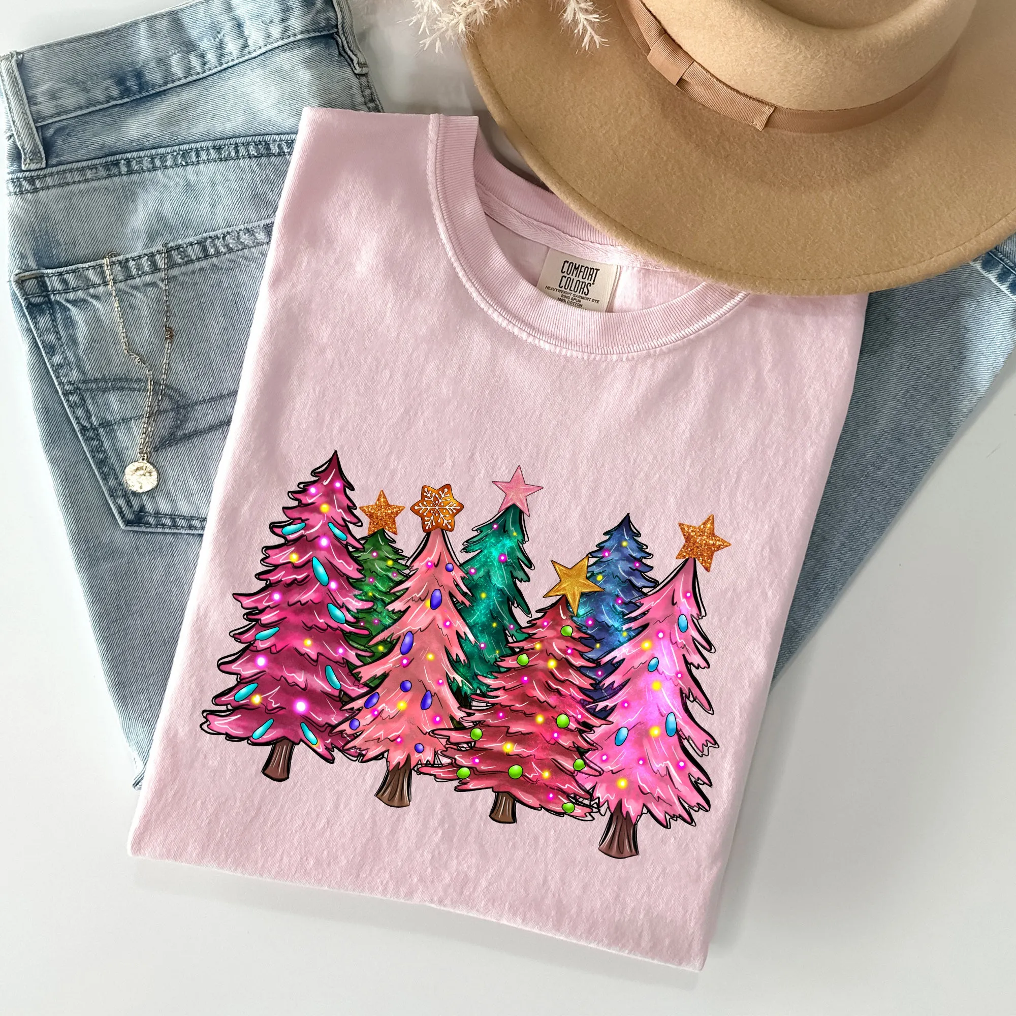 Colorful Christmas Tree, Retro, Santa, Winter, Xmas Tshirt Comfort Colors T-Shirt sold by Refinery Number One product image thumbnail 5