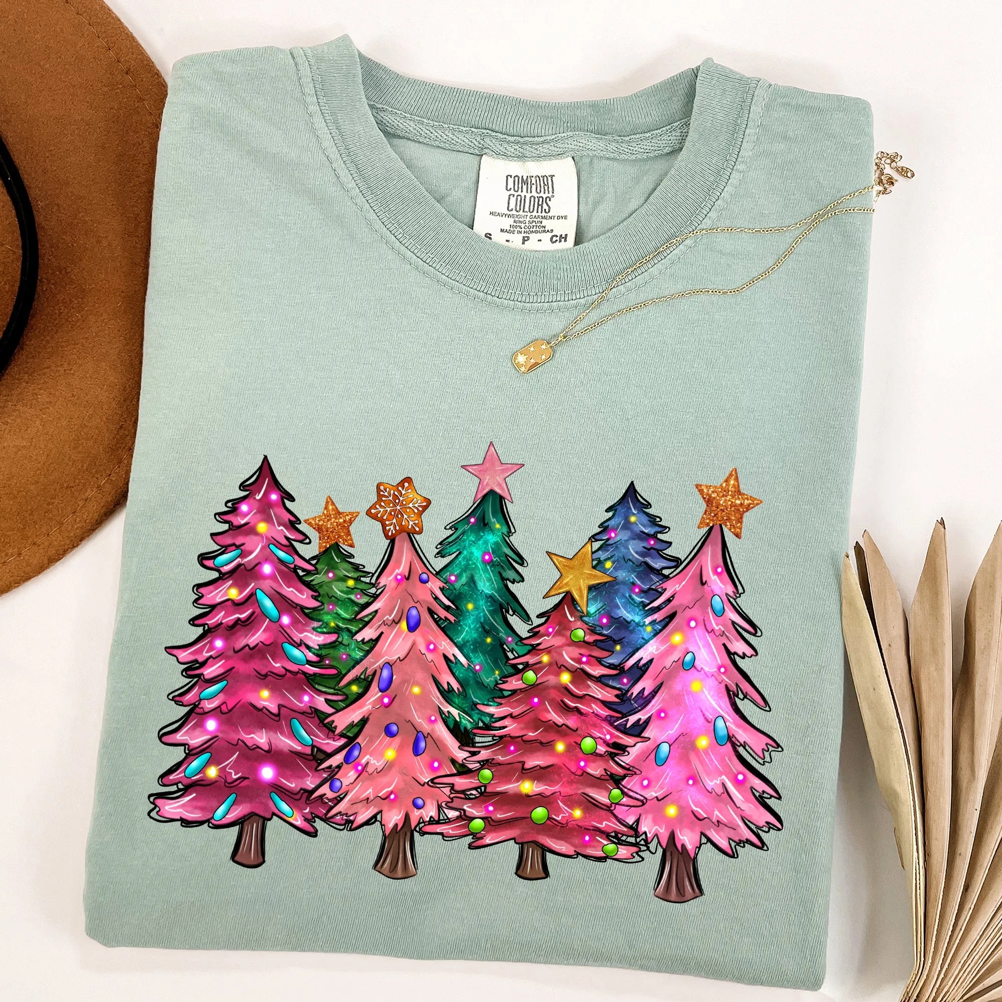 Colorful Christmas Tree, Retro, Santa, Winter, Xmas Tshirt Comfort Colors T-Shirt sold by Refinery Number One product image thumbnail 3