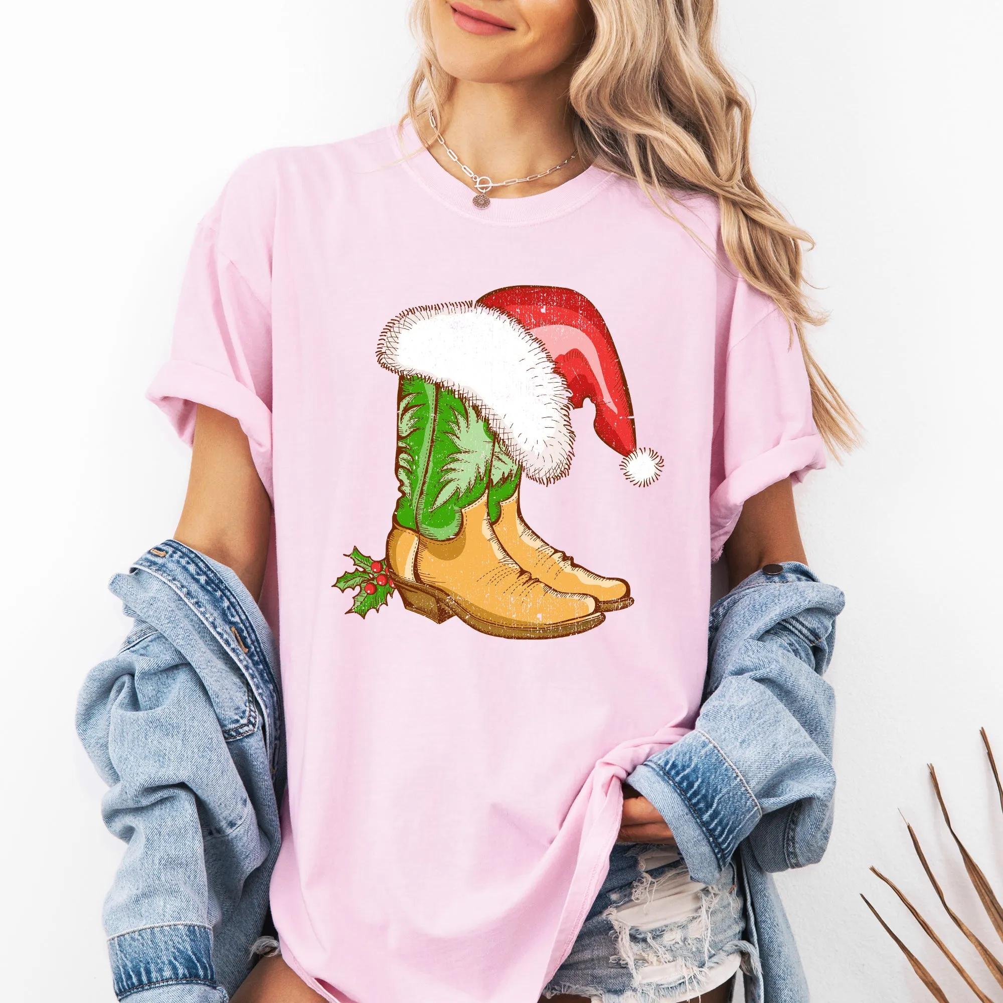 Cowboy Boots, Christmas, Santa, Country, Western, Xmas Tshirt Comfort Colors T-Shirt sold by Refinery Number One product image thumbnail 3