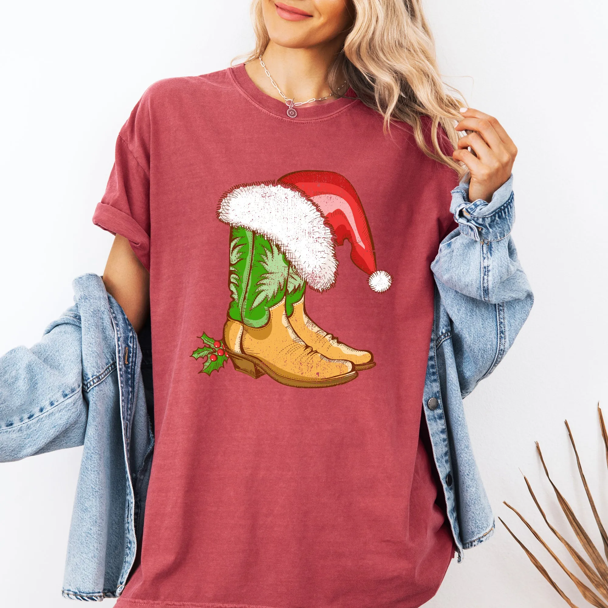 Cowboy Boots, Christmas, Santa, Country, Western, Xmas Tshirt Comfort Colors T-Shirt sold by Refinery Number One product image thumbnail 4