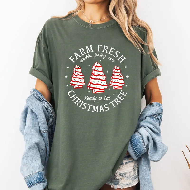 Farm Fresh Christmas Tree, Cake, Winter, Santa, Xmas Tshirt Comfort Colors T-Shirt sold by Refinery Number One