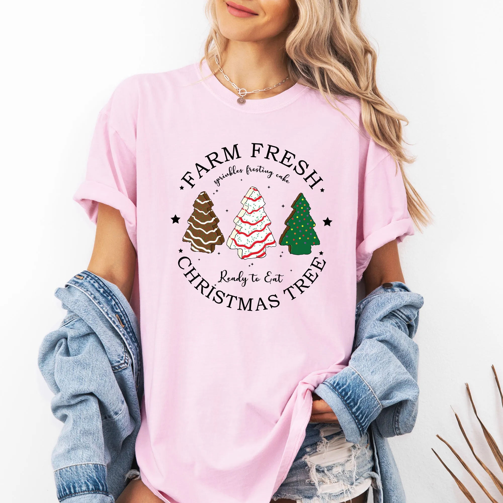 Farm Fresh Christmas Tree, White and Green Cakes, Winter, Santa, Xmas Tshirt Comfort Colors T-Shirt sold by Refinery Number One product image thumbnail 5