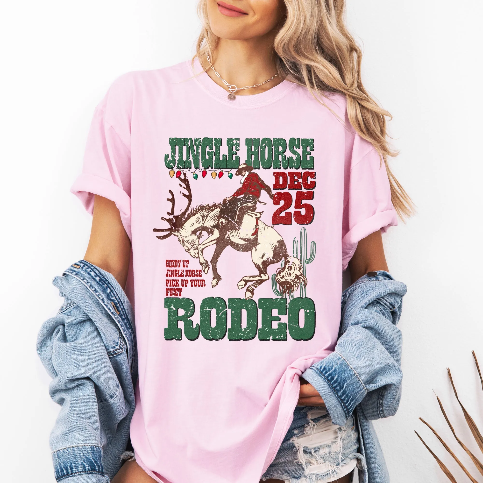 Jingle Horse Rodeo, Christmas, Cowboy, Horse, Country, Western, Santa, Xmas Tshirt Comfort Colors T-Shirt sold by Refinery Number One product image thumbnail 3