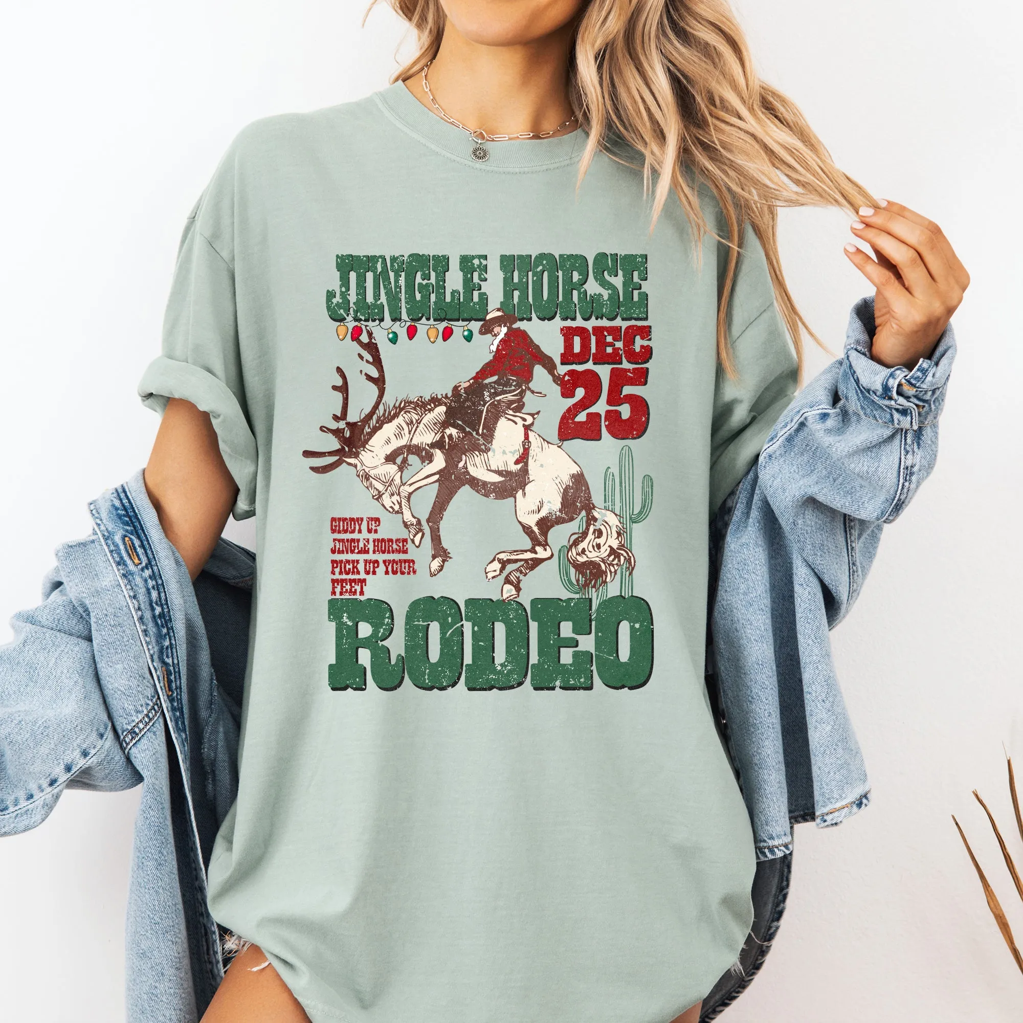 Jingle Horse Rodeo, Christmas, Cowboy, Horse, Country, Western, Santa, Xmas Tshirt Comfort Colors T-Shirt sold by Refinery Number One product image thumbnail 2