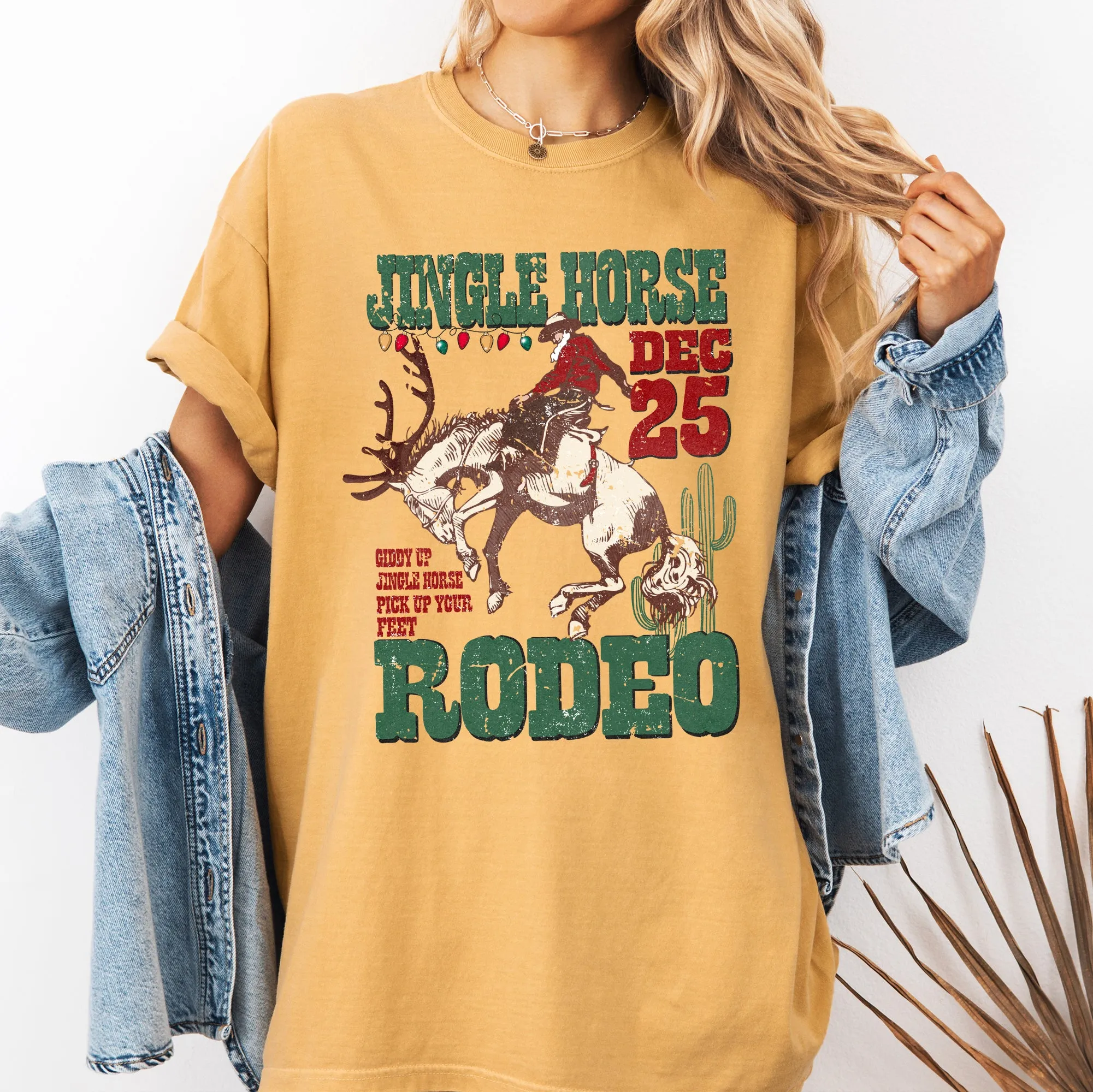 Jingle Horse Rodeo, Christmas, Cowboy, Horse, Country, Western, Santa, Xmas Tshirt Comfort Colors T-Shirt sold by Refinery Number One product image thumbnail 4