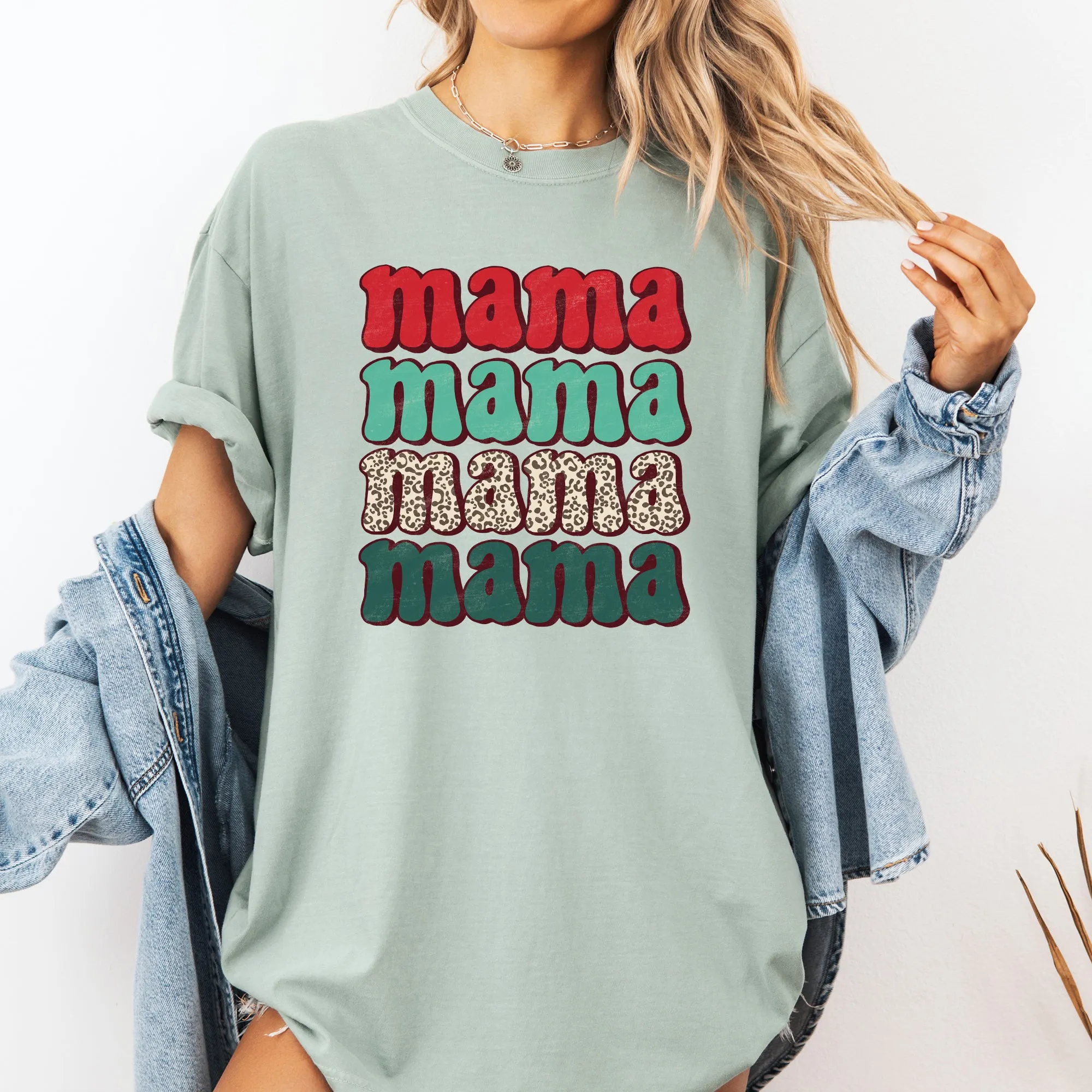Mama Mama Mama Mama Christmas, Retro, Leopard Print, Winter, Santa, Xmas Tshirt Comfort Colors T-Shirt sold by Refinery Number One product image thumbnail 2