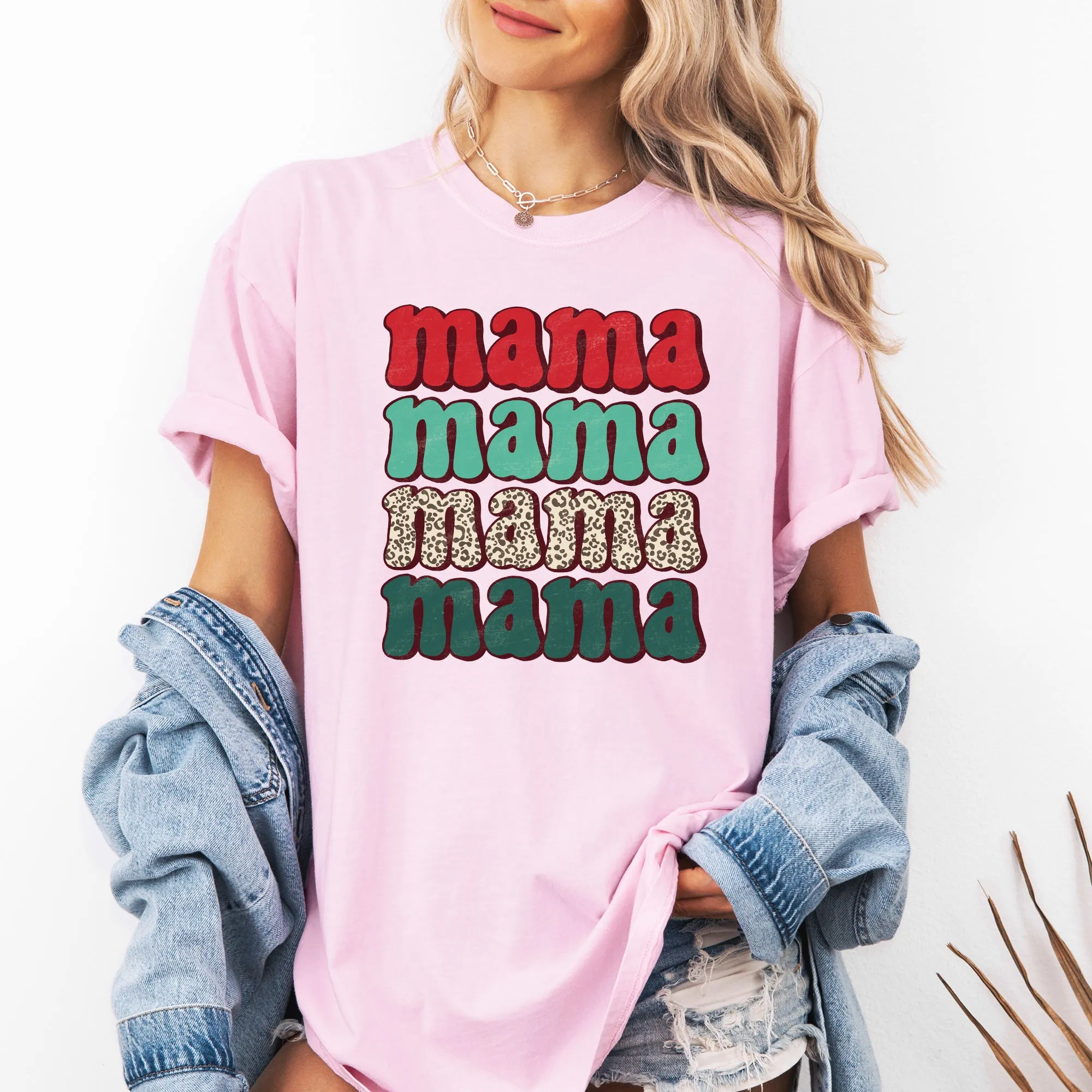 Mama Mama Mama Mama Christmas, Retro, Leopard Print, Winter, Santa, Xmas Tshirt Comfort Colors T-Shirt sold by Refinery Number One product image thumbnail 5