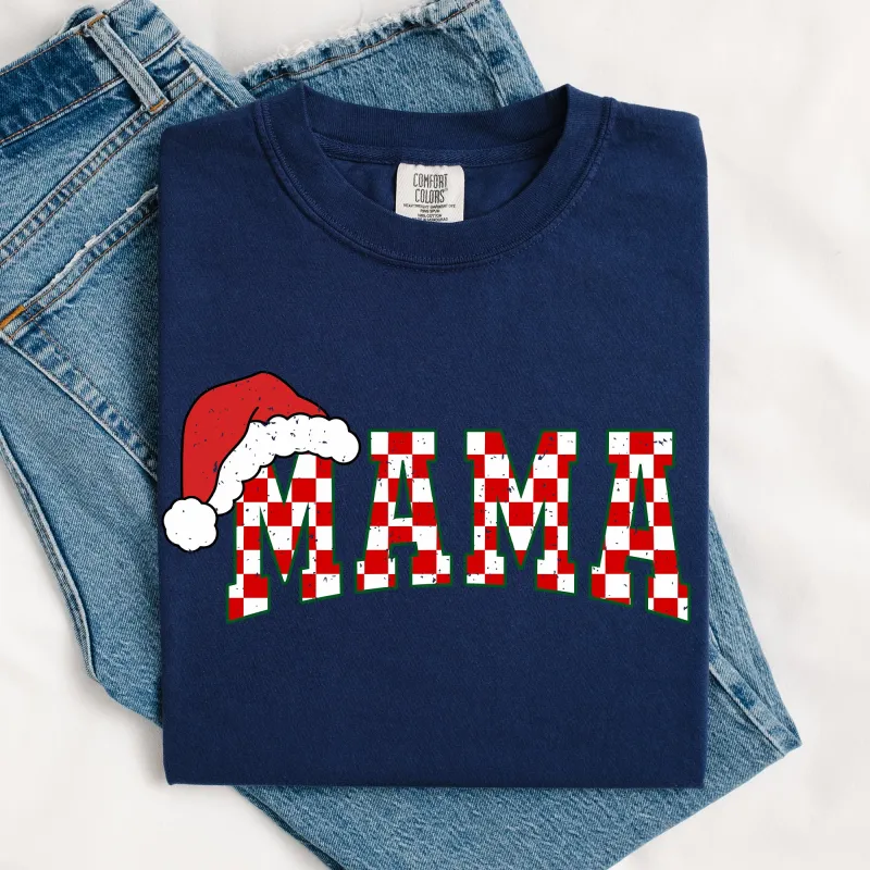 Mama, Red Checkered Christmas Plaid, Santa, Winter, Santa, Xmas Tshirt Comfort Colors T-Shirt sold by Refinery Number One