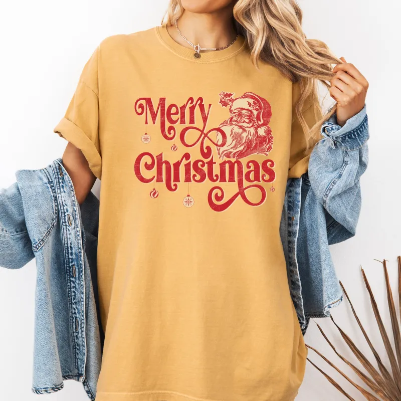 Merry Christmas, Classic Retro Santa, Winter, Xmas Tshirt Comfort Colors T-Shirt sold by Refinery Number One
