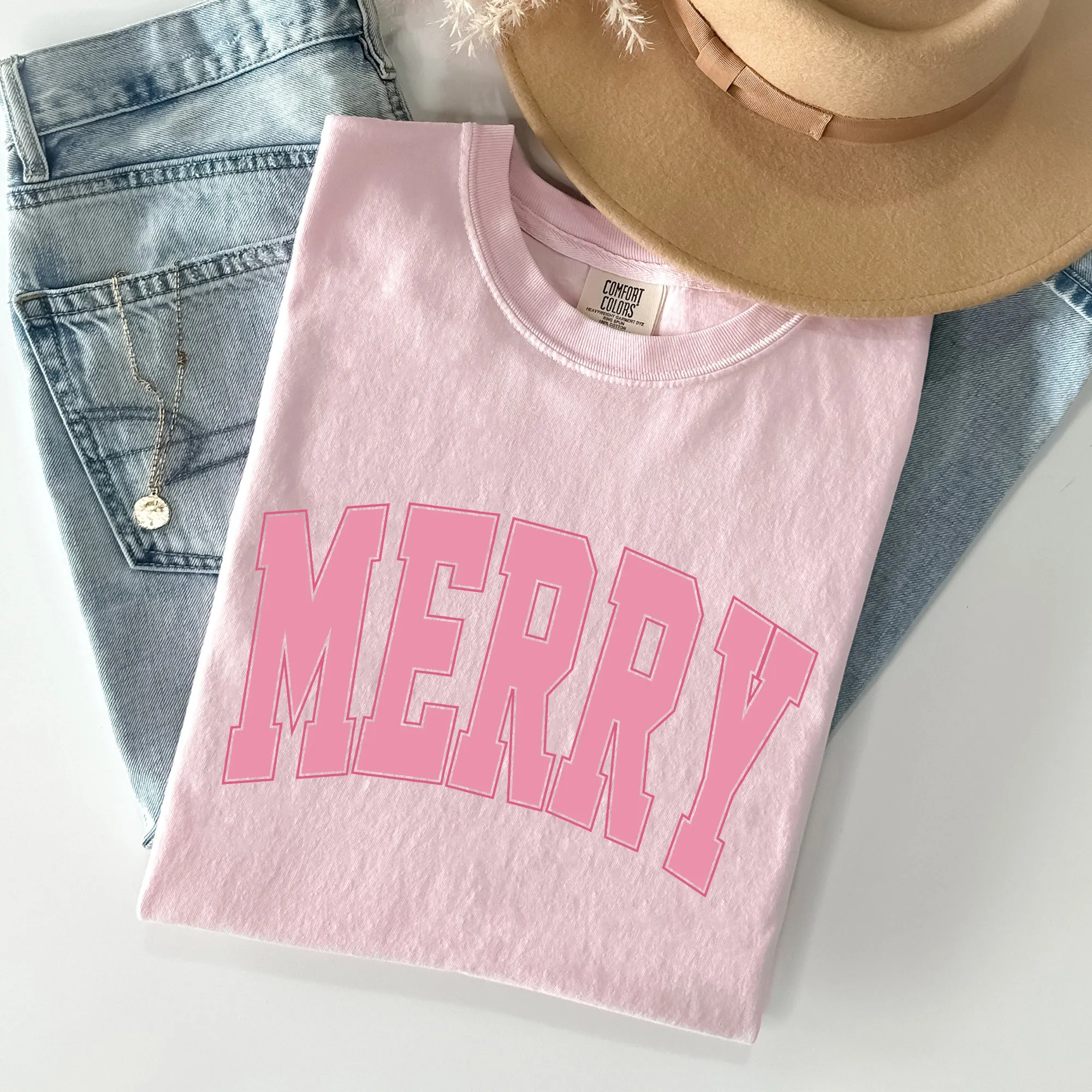 Merry Varsity Collegiate Christmas Santa Winter Xmas Vintage Style Heritage Collection Comfort Colors Tee sold by Refinery Number One