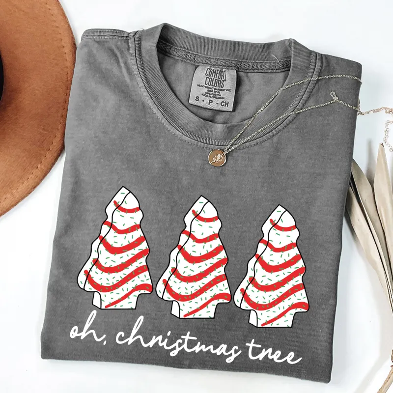 Oh Christmas Tree, Cakes, Winter, Snacks, Santa, Snow, Xmas Tshirt Comfort Colors T-Shirt sold by Refinery Number One