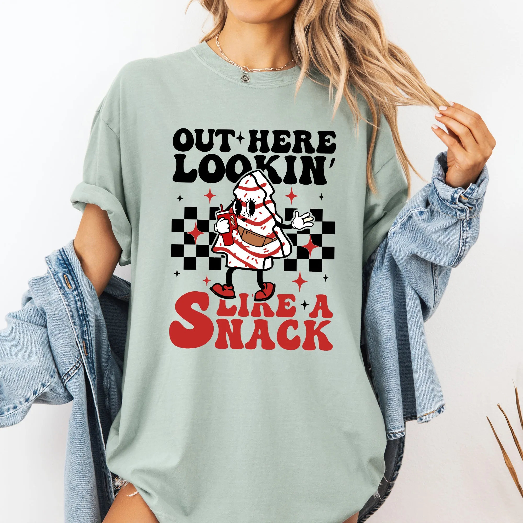 Out Here Lookin Like A Snack Christmas Cake Snow Xmas Santa Holiday Edition Comfort Colors Tee sold by Refinery Number One product image thumbnail 2