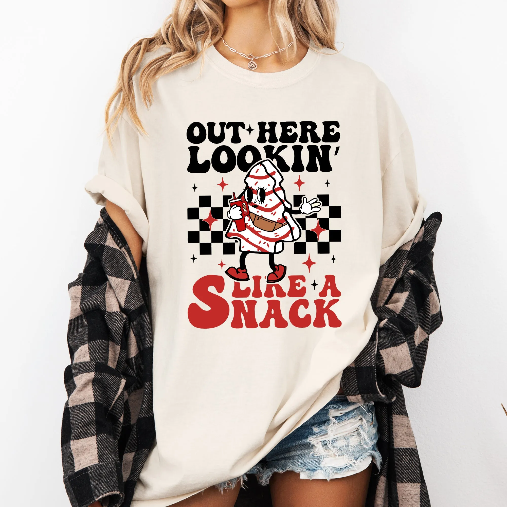 Out Here Lookin Like A Snack Christmas Cake Snow Xmas Santa Holiday Edition Comfort Colors Tee sold by Refinery Number One product image thumbnail 4