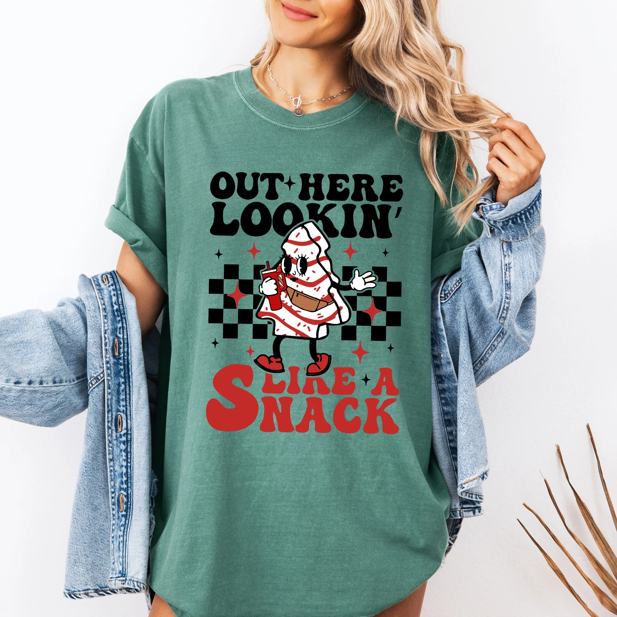 Out Here Lookin Like A Snack Christmas Cake Snow Xmas Santa Holiday Edition Comfort Colors Tee sold by Refinery Number One product image thumbnail 5