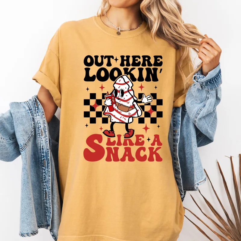 Out Here Lookin Like A Snack, Christmas Cake, Snow, Xmas, Santa Tshirt Comfort Colors T-Shirt sold by Refinery Number One