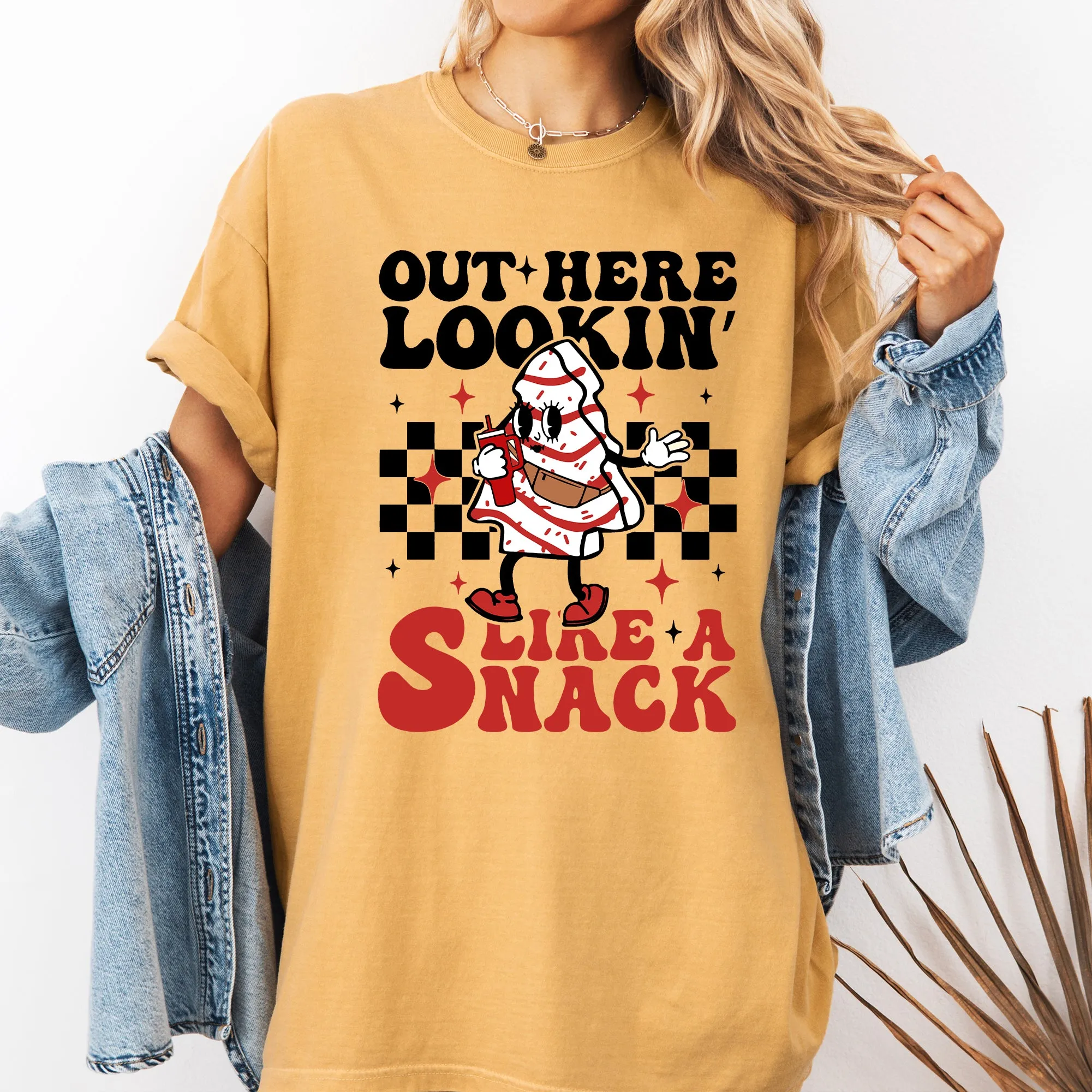 Out Here Lookin Like A Snack Christmas Cake Snow Xmas Santa Holiday Edition Comfort Colors Tee sold by Refinery Number One
