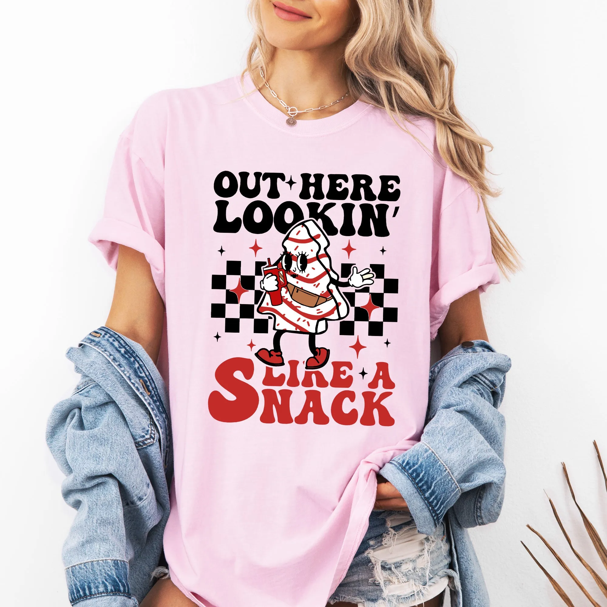 Out Here Lookin Like A Snack Christmas Cake Snow Xmas Santa Holiday Edition Comfort Colors Tee sold by Refinery Number One product image thumbnail 3