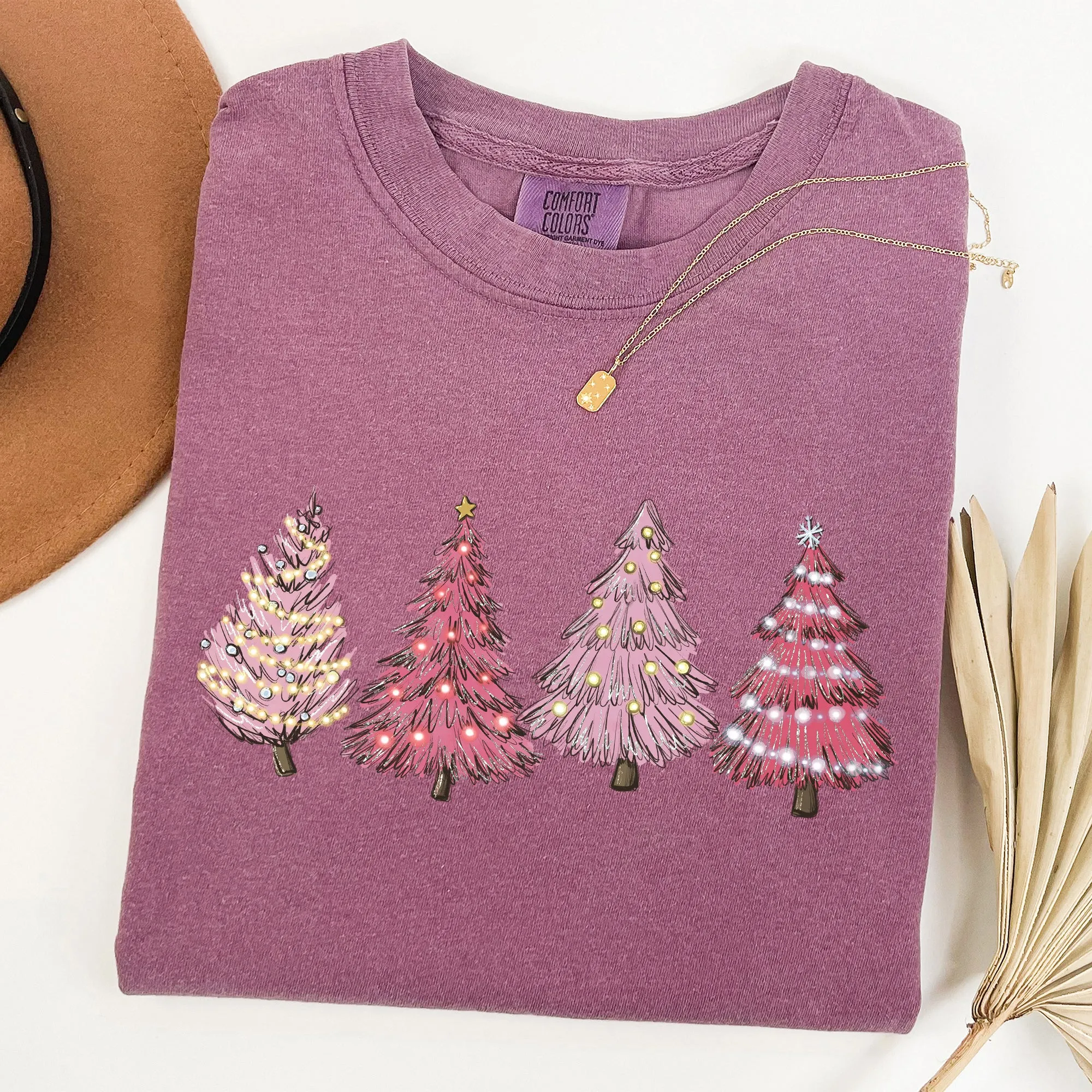 Pink Christmas Trees, Winter, Snow, Santa Tshirt Comfort Colors T-Shirt sold by Refinery Number One product image thumbnail 3