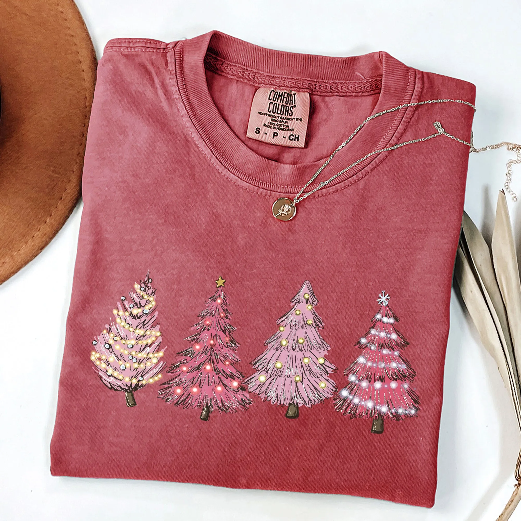 Pink Christmas Trees, Winter, Snow, Santa Tshirt Comfort Colors T-Shirt sold by Refinery Number One product image thumbnail 4