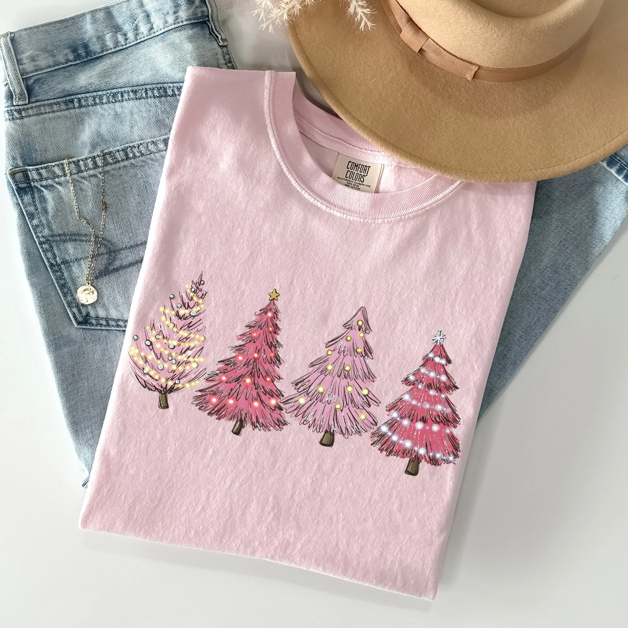 Pink Christmas Trees, Winter, Snow, Santa Tshirt Comfort Colors T-Shirt sold by Refinery Number One product image thumbnail 2
