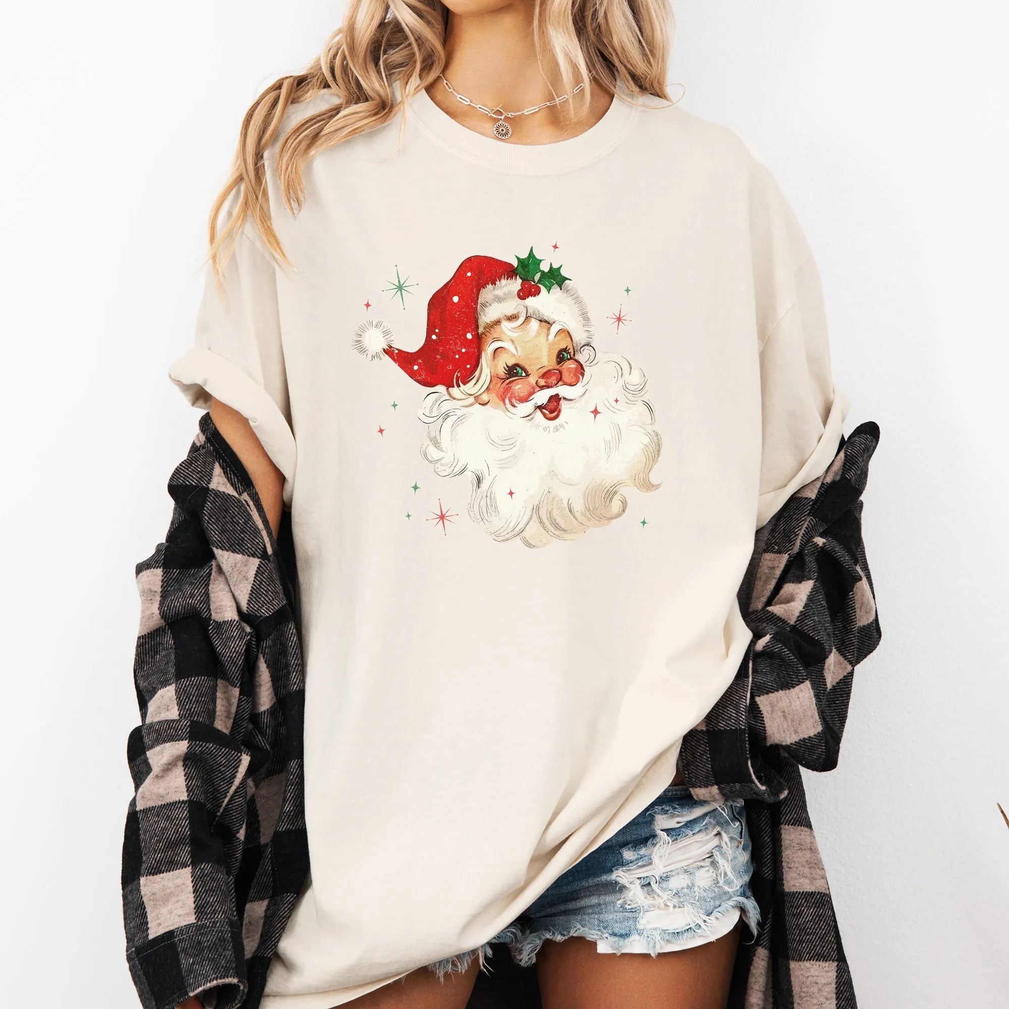 Red Retro Santa Claus, Christmas Vintage Classic, Snow, Xmas Tshirt Comfort Colors T-Shirt sold by Refinery Number One product image thumbnail 4