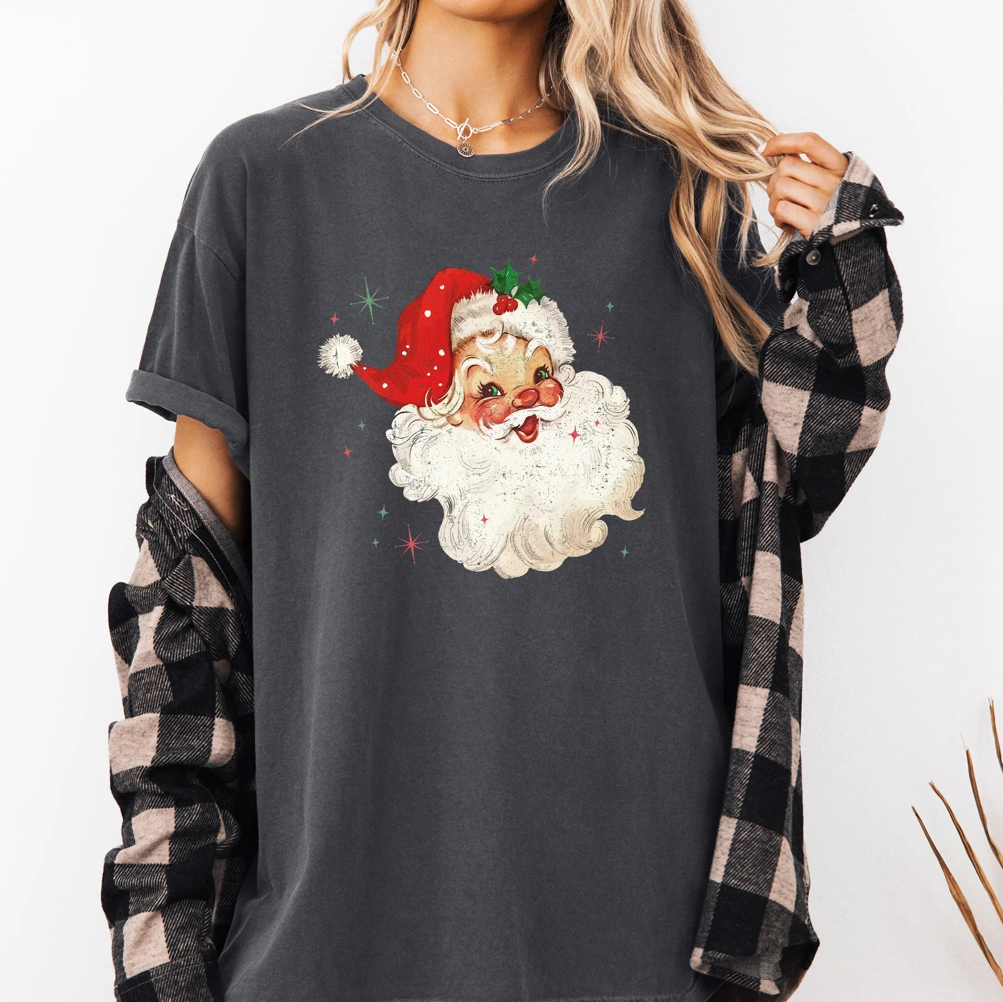 Red Retro Santa Claus, Christmas Vintage Classic, Snow, Xmas Tshirt Comfort Colors T-Shirt sold by Refinery Number One