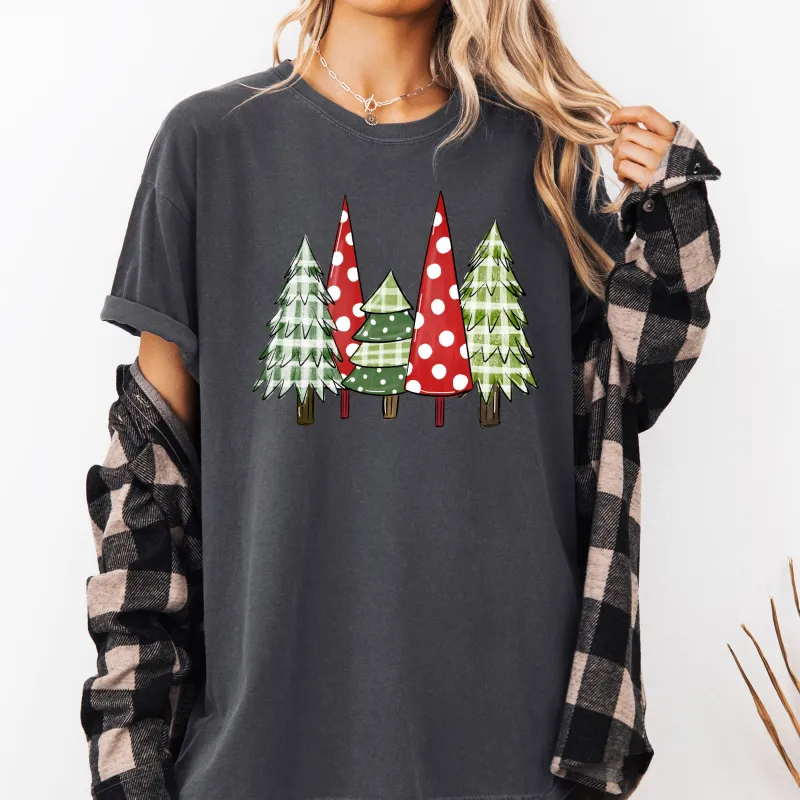 Retro Christmas Trees, Winter, Snow, Santa Tshirt Comfort Colors T-Shirt sold by Refinery Number One