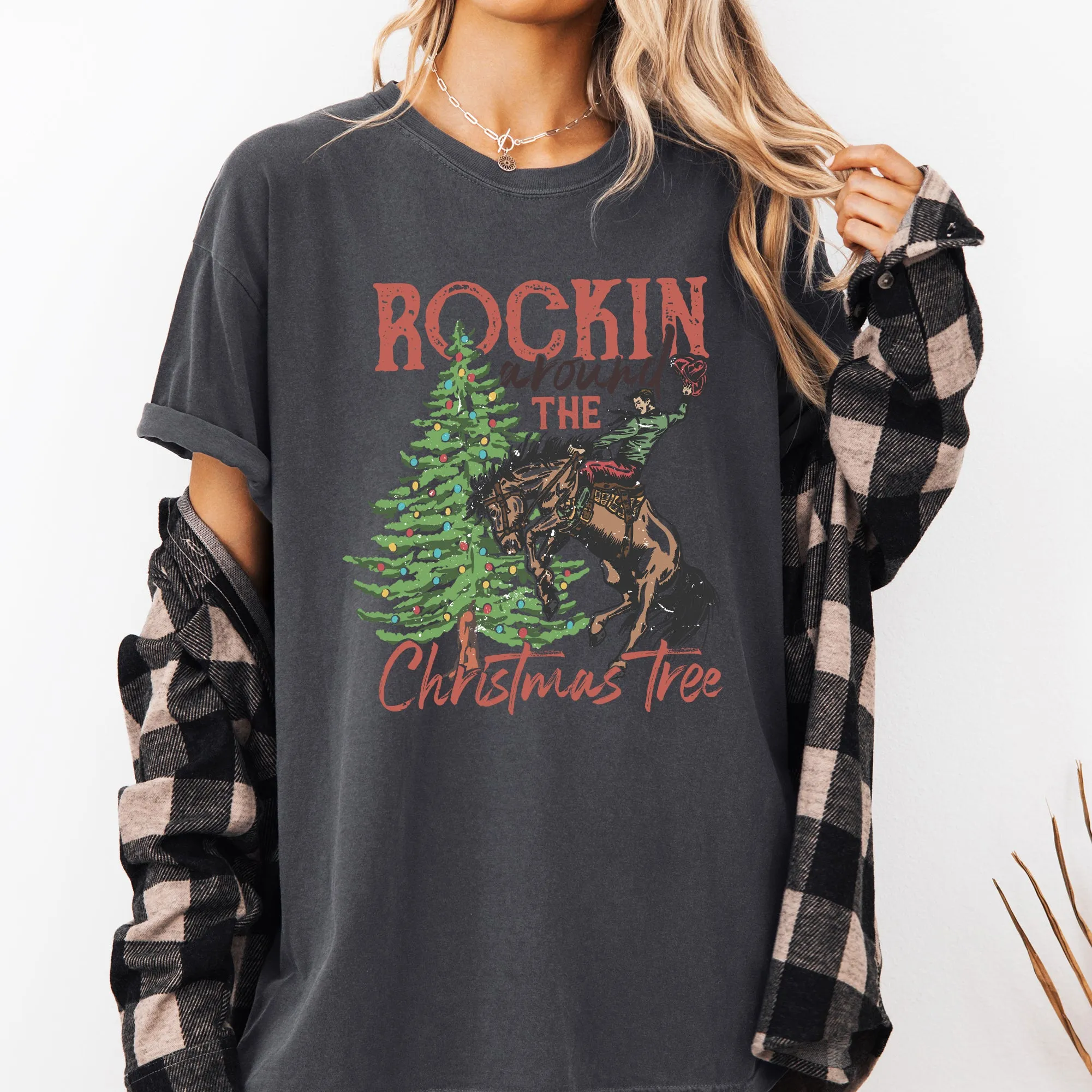 Rockin Around The Christmas Tree, Cowboy, Country, Western, Santa, Xmas Tshirt Comfort Colors T-Shirt sold by Refinery Number One product image thumbnail 5