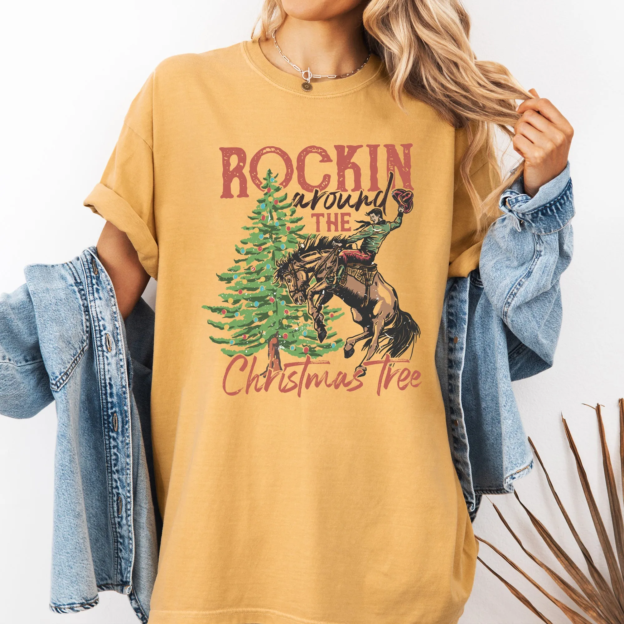 Rockin Around The Christmas Tree, Cowboy, Country, Western, Santa, Xmas Tshirt Comfort Colors T-Shirt sold by Refinery Number One product image thumbnail 4