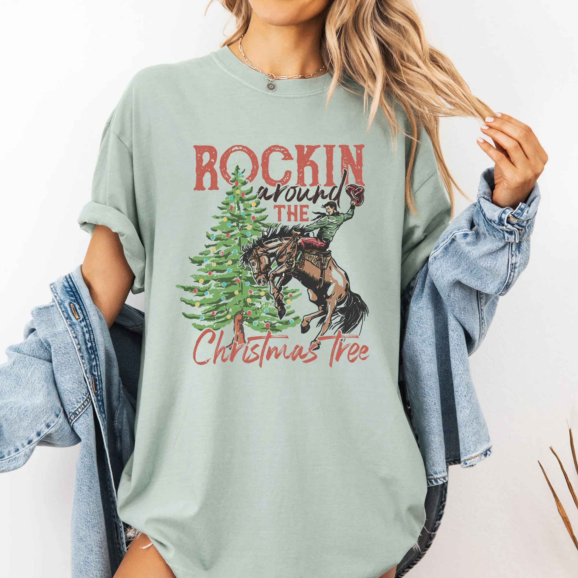 Rockin Around The Christmas Tree, Cowboy, Country, Western, Santa, Xmas Tshirt Comfort Colors T-Shirt sold by Refinery Number One product image thumbnail 2