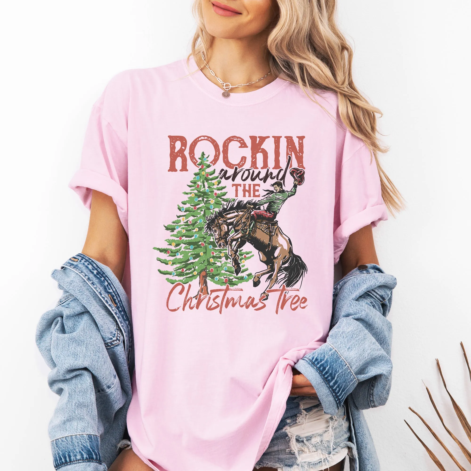 Rockin Around The Christmas Tree, Cowboy, Country, Western, Santa, Xmas Tshirt Comfort Colors T-Shirt sold by Refinery Number One product image thumbnail 3