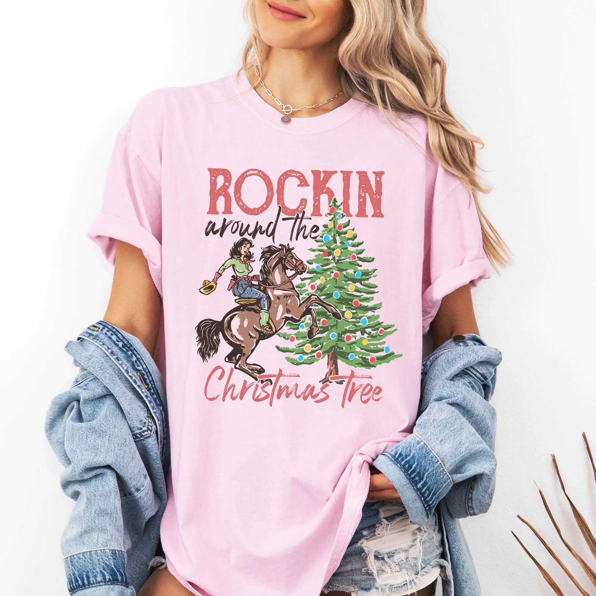 Rockin Around The Christmas Tree, Cowgirl, Country, Western, Santa, Xmas Tshirt Comfort Colors T-Shirt sold by Refinery Number One product image thumbnail 3