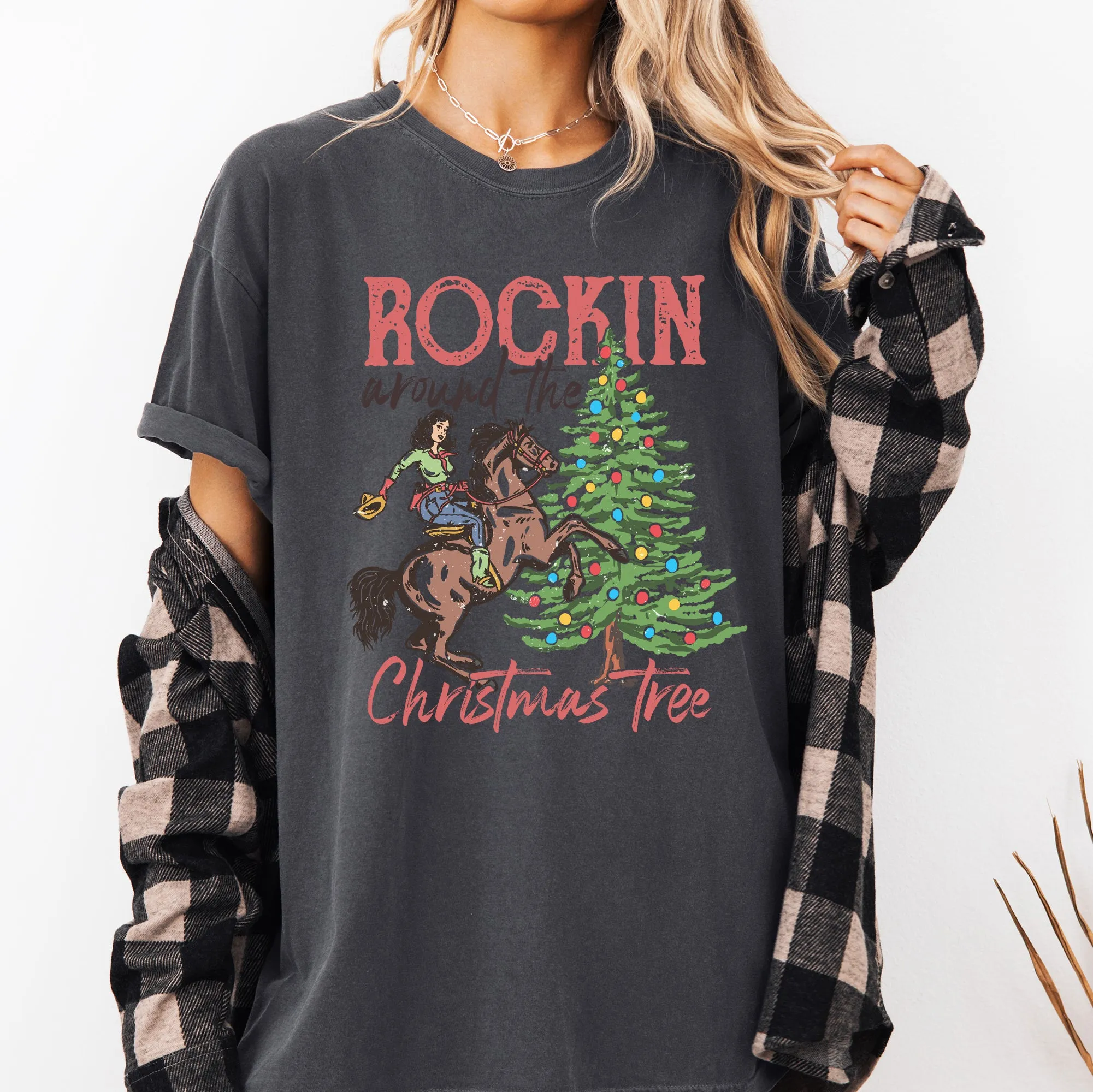 Rockin Around The Christmas Tree, Cowgirl, Country, Western, Santa, Xmas Tshirt Comfort Colors T-Shirt sold by Refinery Number One product image thumbnail 5