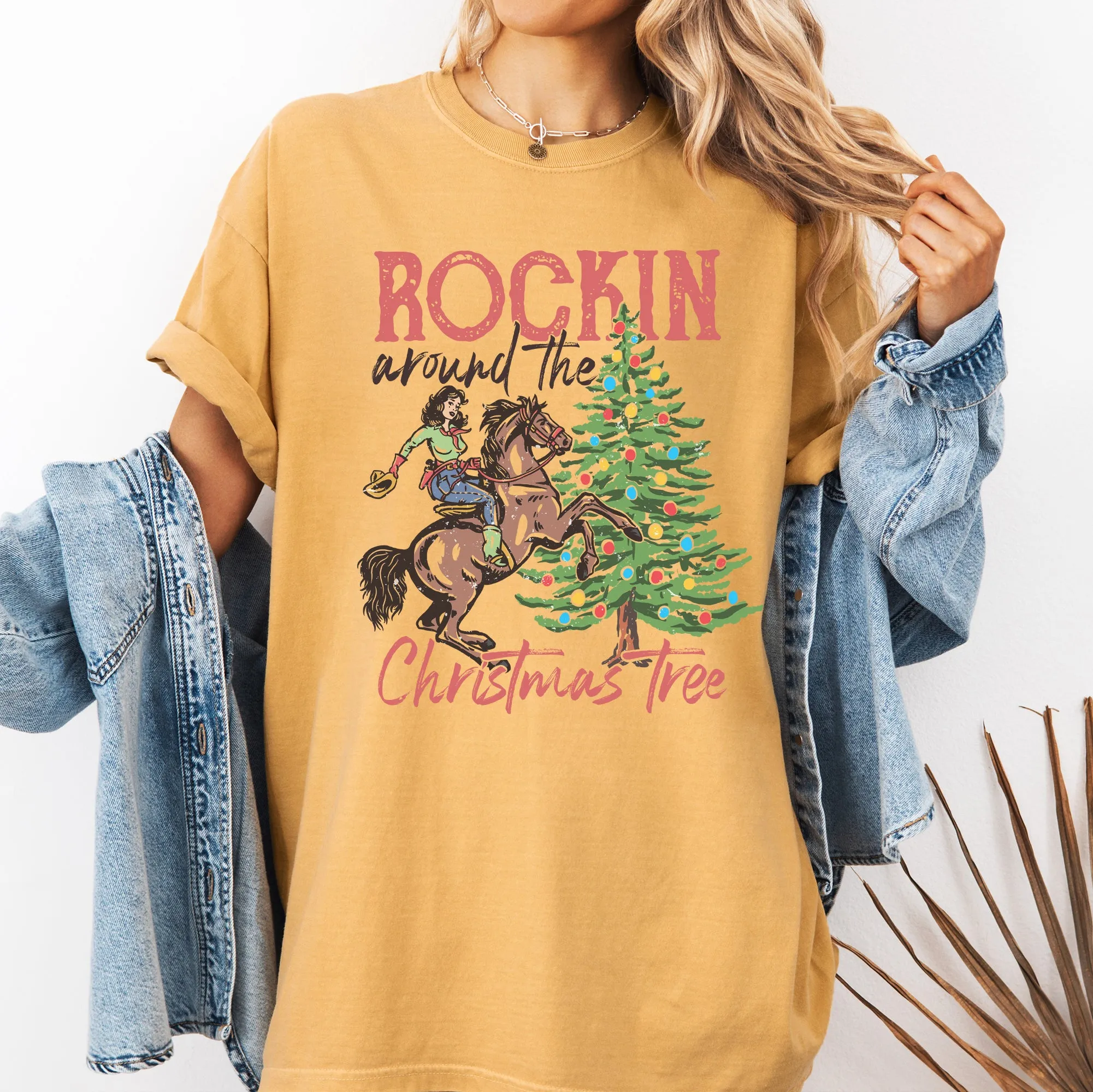 Rockin Around The Christmas Tree, Cowgirl, Country, Western, Santa, Xmas Tshirt Comfort Colors T-Shirt sold by Refinery Number One product image thumbnail 4