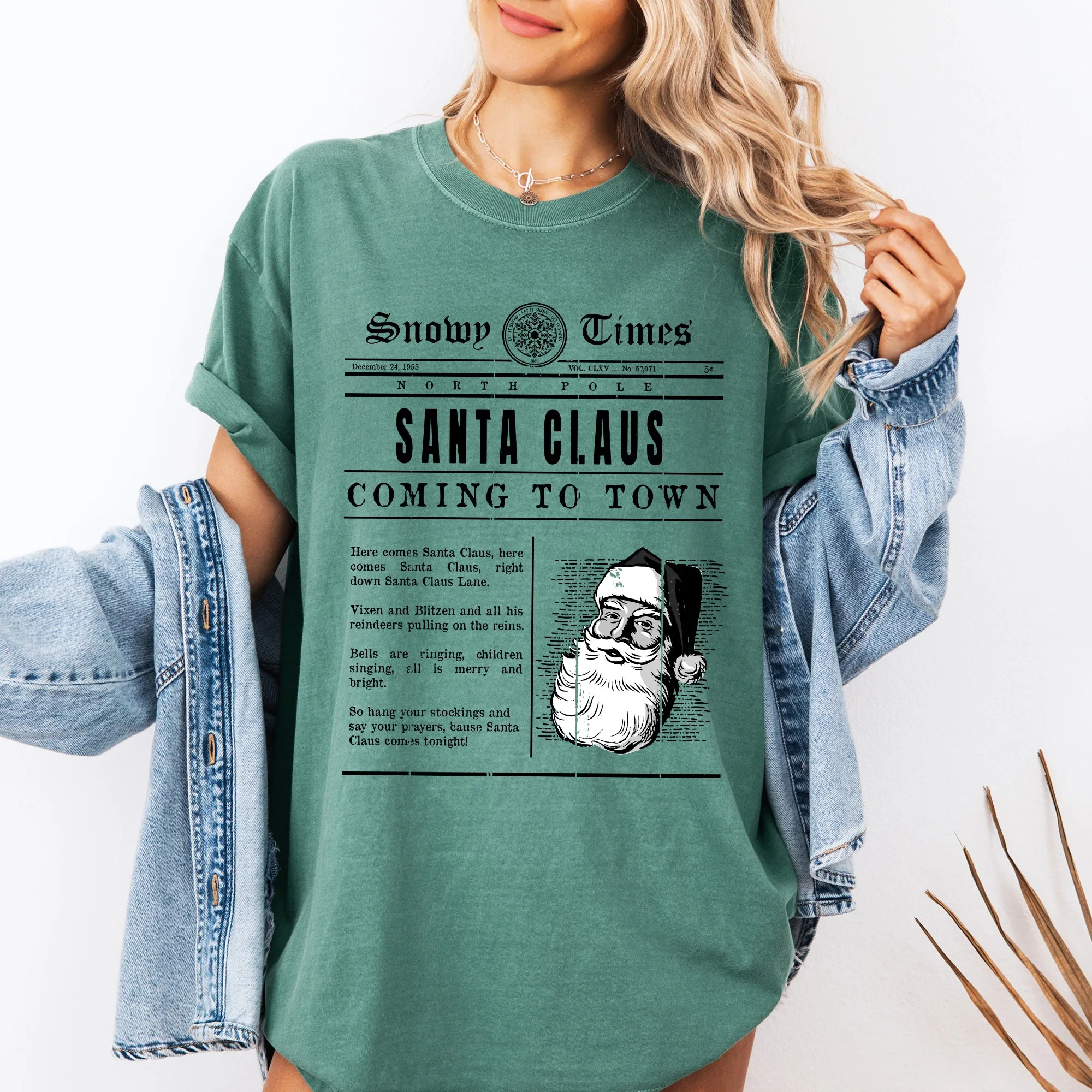 Santa Claus Is Coming To Town, Newspaper, Winter, Snow, Xmas Tshirt Comfort Colors T-Shirt sold by Refinery Number One product image thumbnail 5