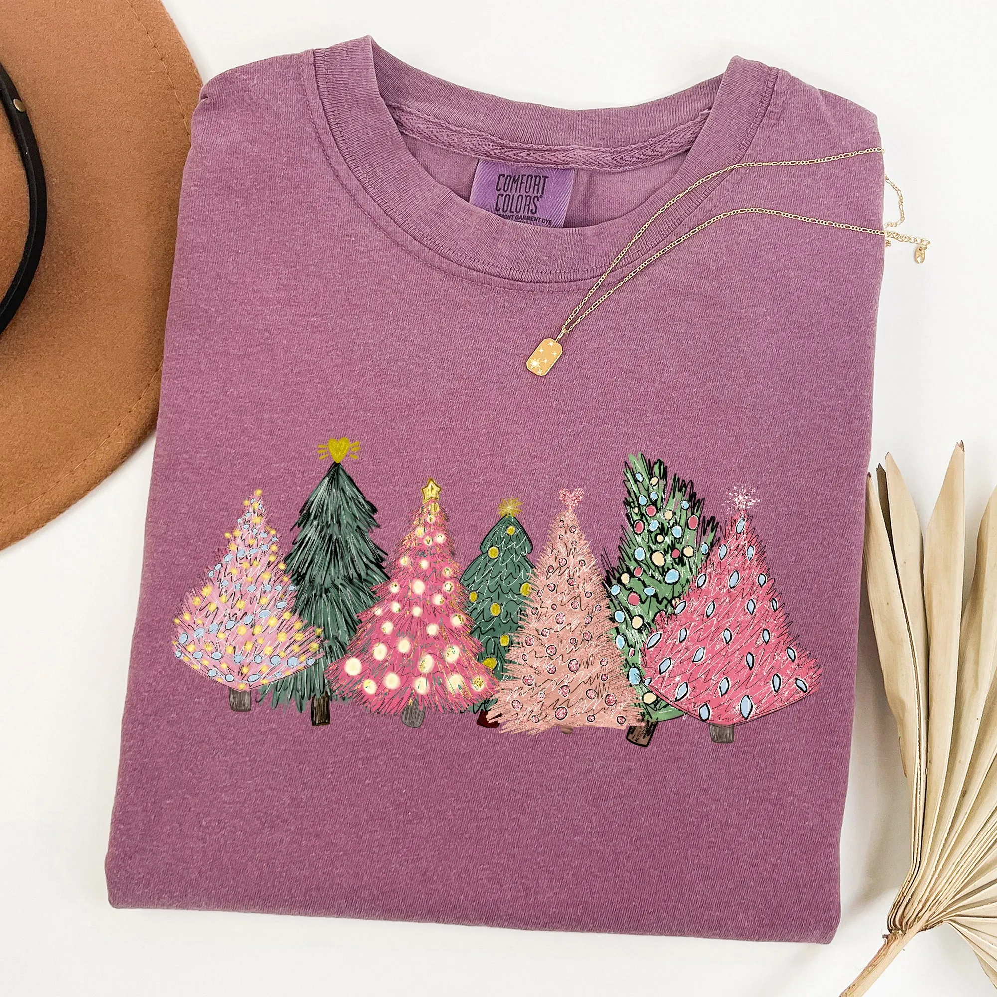Sketched Christmas Trees, Christmas Heart, Vibrant, Winter, Snow, Xmas Tshirt Comfort Colors T-Shirt sold by Refinery Number One product image thumbnail 5
